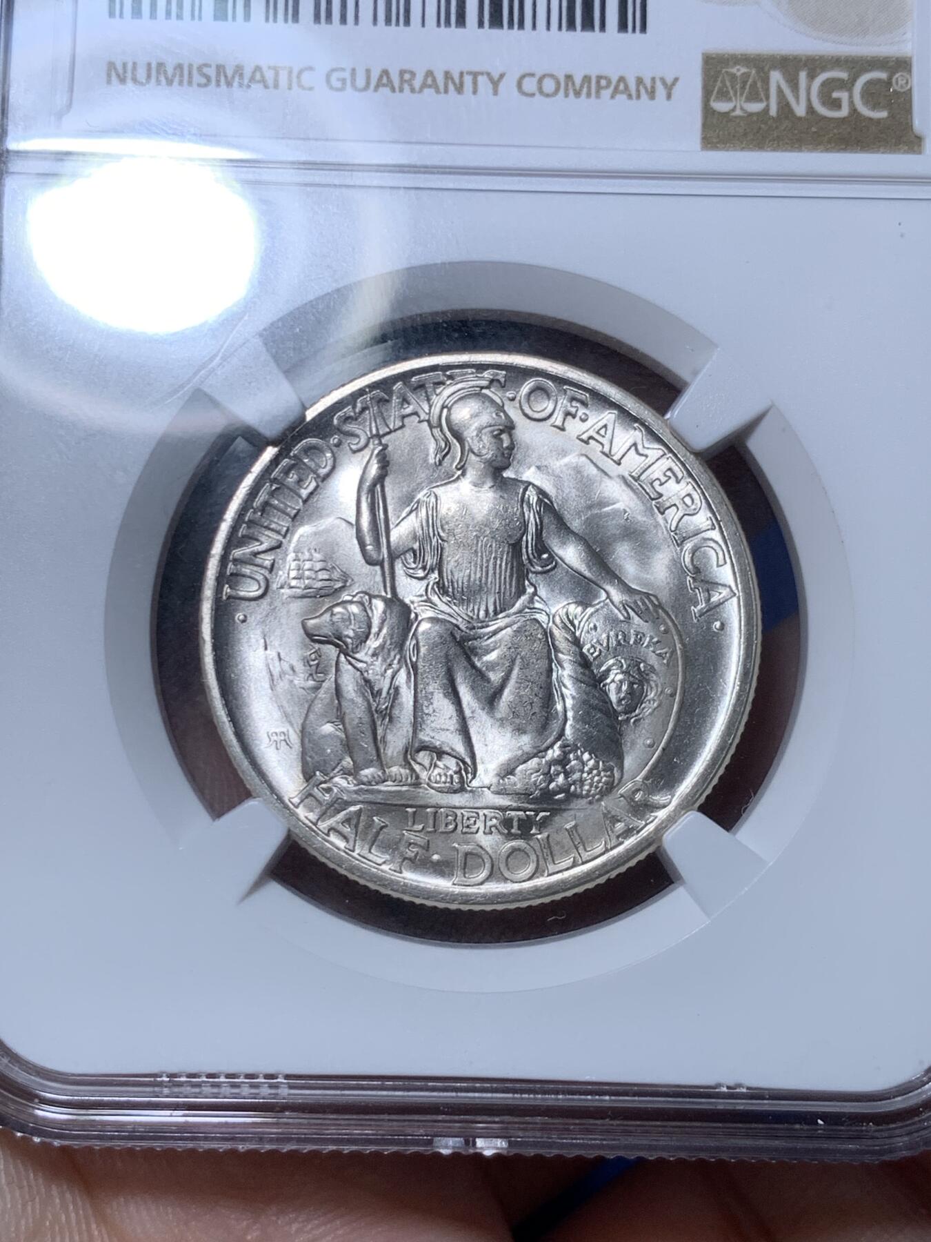 《竞宝斋》第289场- 周日，周一，周二 3场连拍 （全场包邮） NGC MS65 美国1936年圣地亚哥50c银币 少见品种