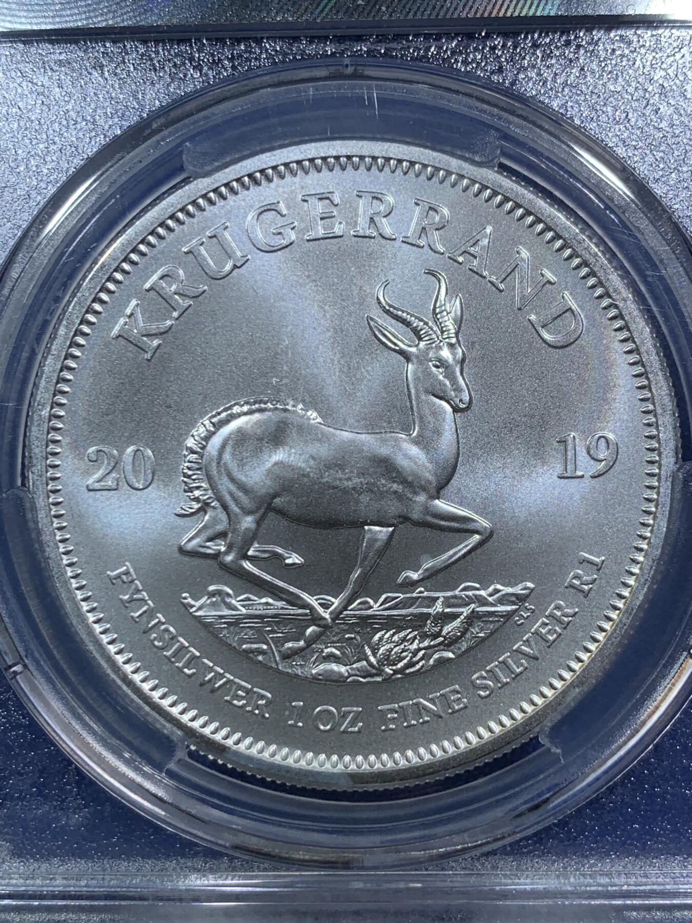 《竞宝斋》第289场- 周日，周一，周二 3场连拍 （全场包邮） 两枚一组 ACG MS69 南非2019克鲁格1兰特银币 少见南非好品