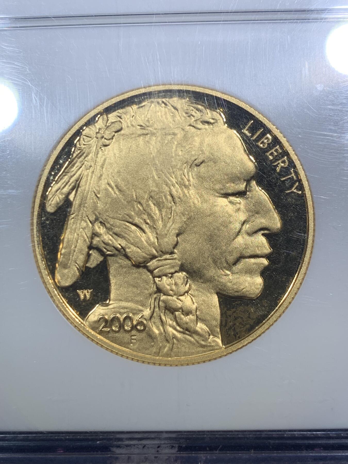 《竞宝斋》第289场- 周日，周一，周二 3场连拍 （全场包邮） NGC PF70UC 2006年美国公牛精制金币 初铸版 1oz 纯度99.99% 31.1克 少见