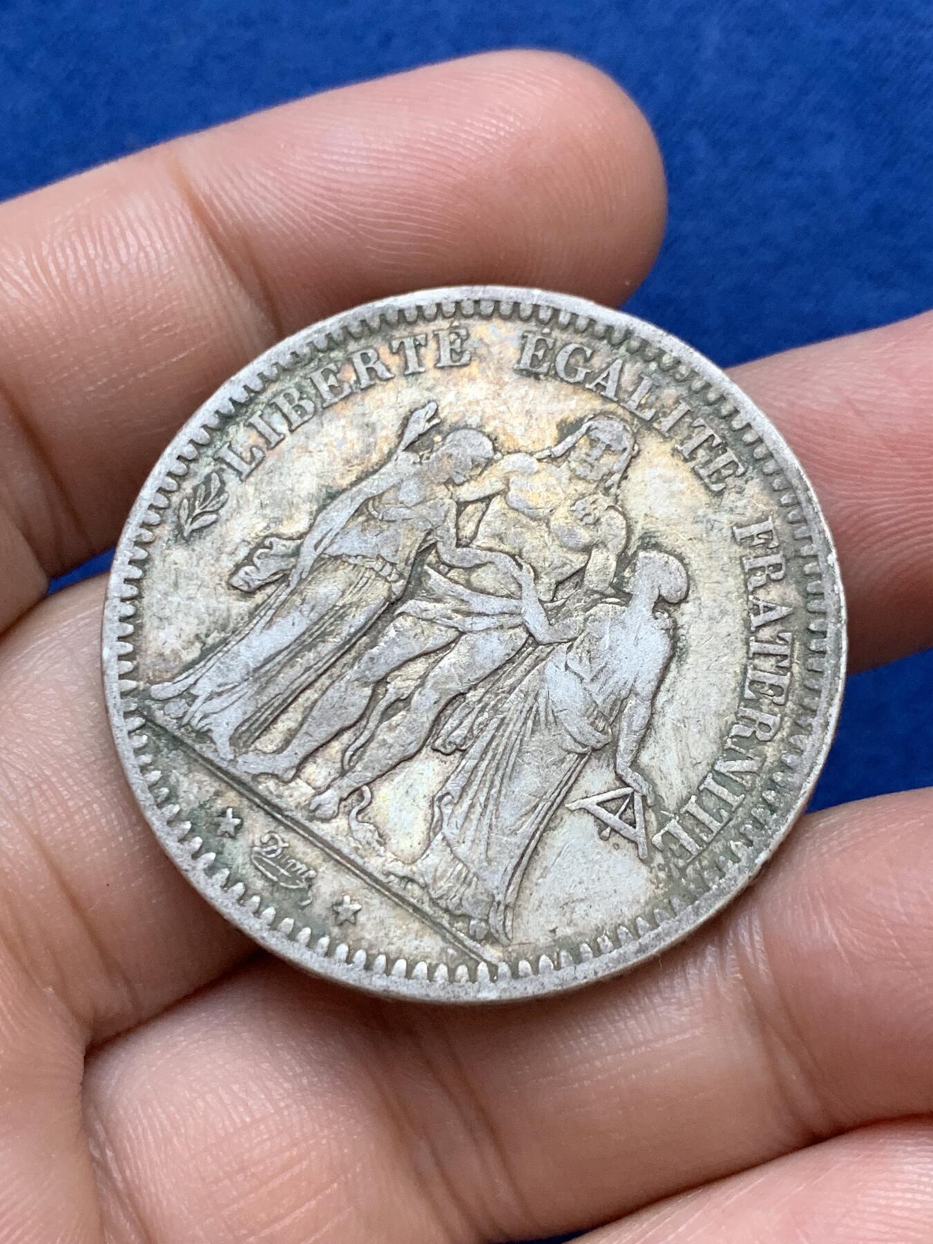 《竞宝斋》第289场- 周日，周一，周二 3场连拍 （全场包邮） 法国1873年大力神5法郎银币