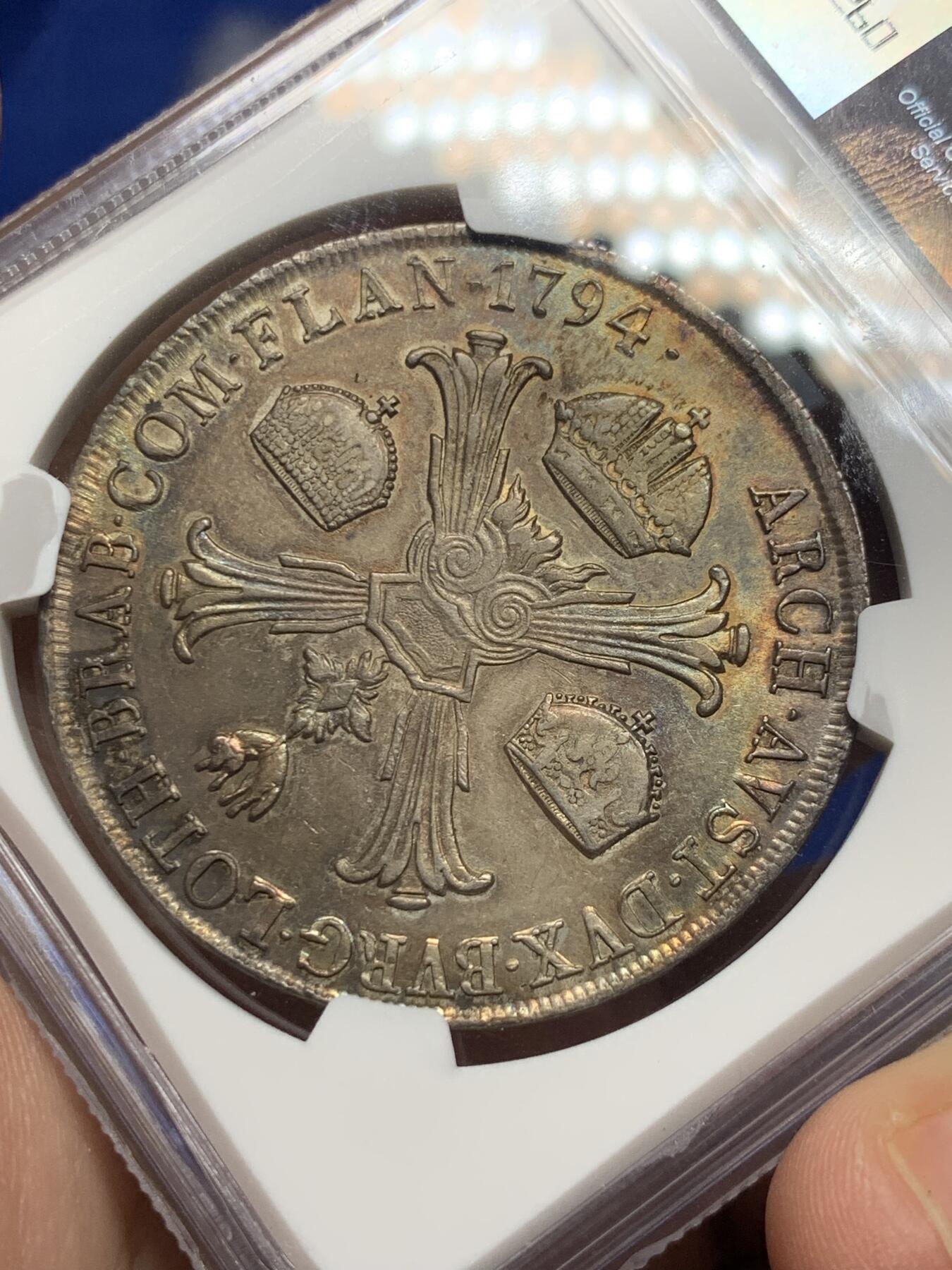 《竞宝斋》第289场- 周日，周一，周二 3场连拍 （全场包邮） NGC AU 奥匈帝国 1794M 米兰厂 弗朗茨二世 1泰勒大银币 双面深打 带五彩 无减重 非常难得