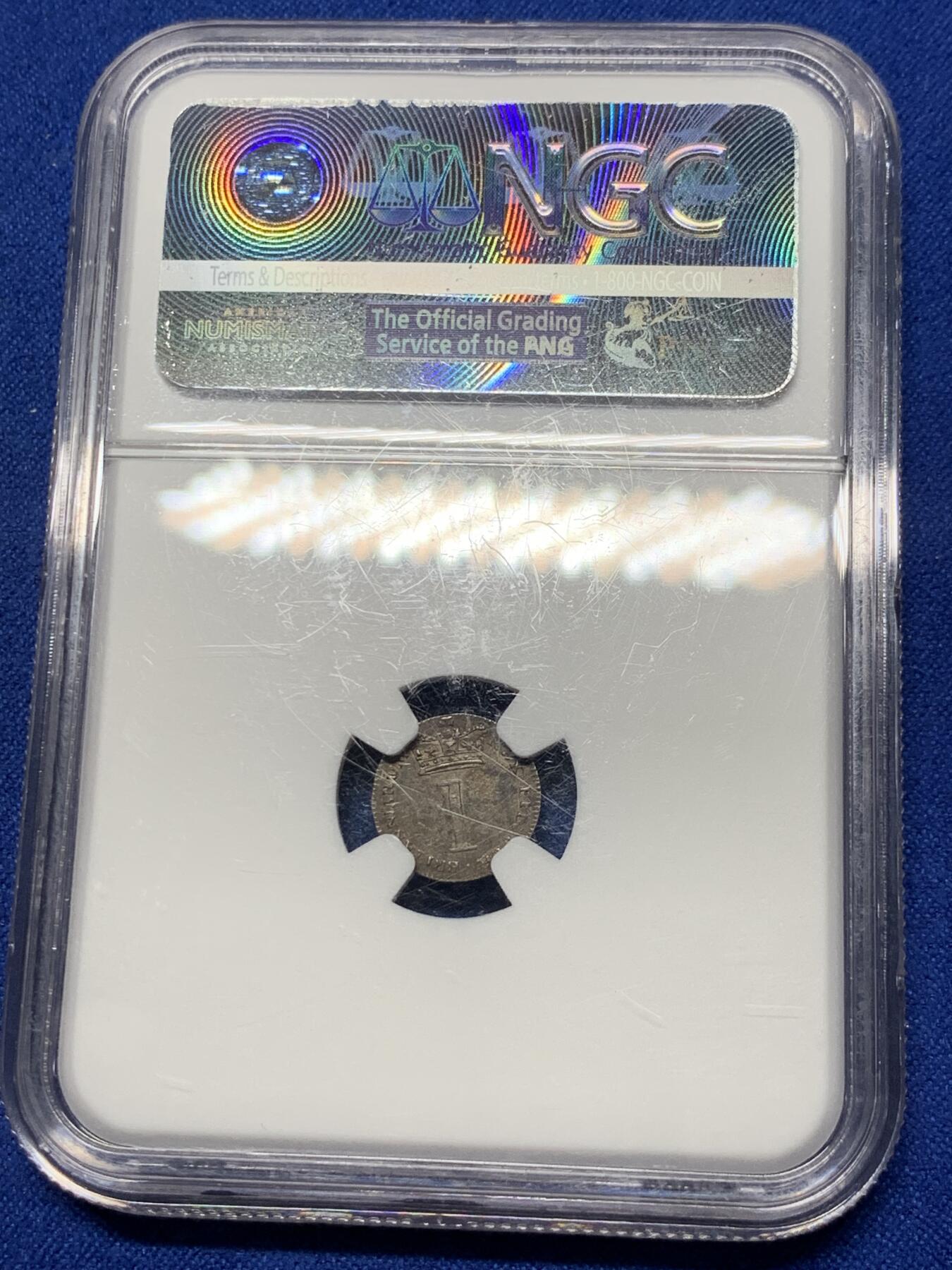 《竞宝斋》第289场- 周日，周一，周二 3场连拍 （全场包邮） NGC MS62 英国1818年一便士乔治三世灌足银币 少见品种 包浆很漂亮