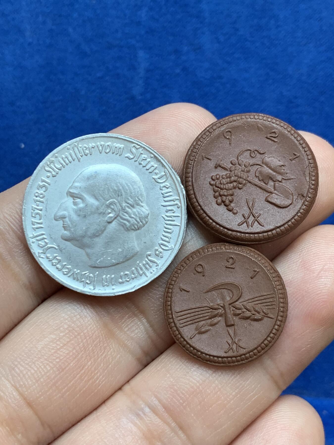 《竞宝斋》第289场- 周日，周一，周二 3场连拍 （全场包邮） 3枚一组 德国魏玛共和国时期 紧急状态货币