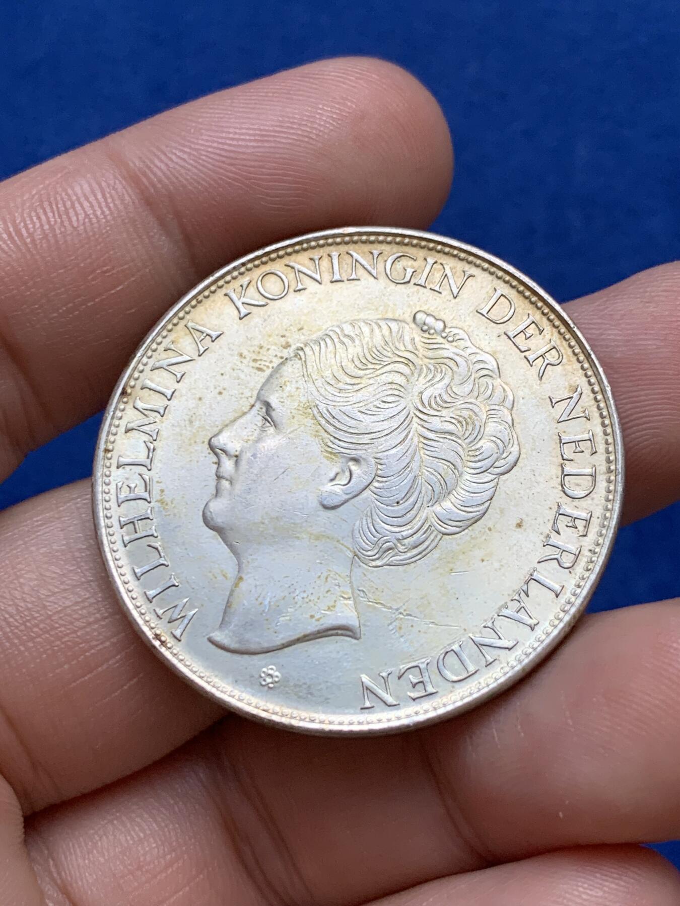 《竞宝斋》第289场- 周日，周一，周二 3场连拍 （全场包邮） 荷属库拉索1944年威廉明娜女王2.5盾大银币