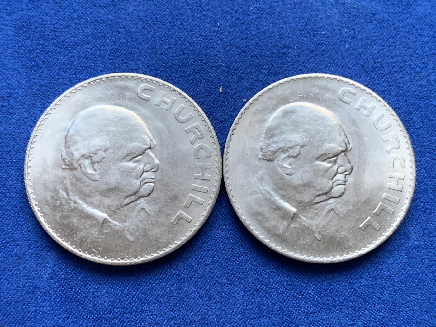 《竞宝斋》第289场- 周日，周一，周二 3场连拍 （全场包邮） 两枚一组 英国1965年1克朗丘吉尔克朗型纪念币