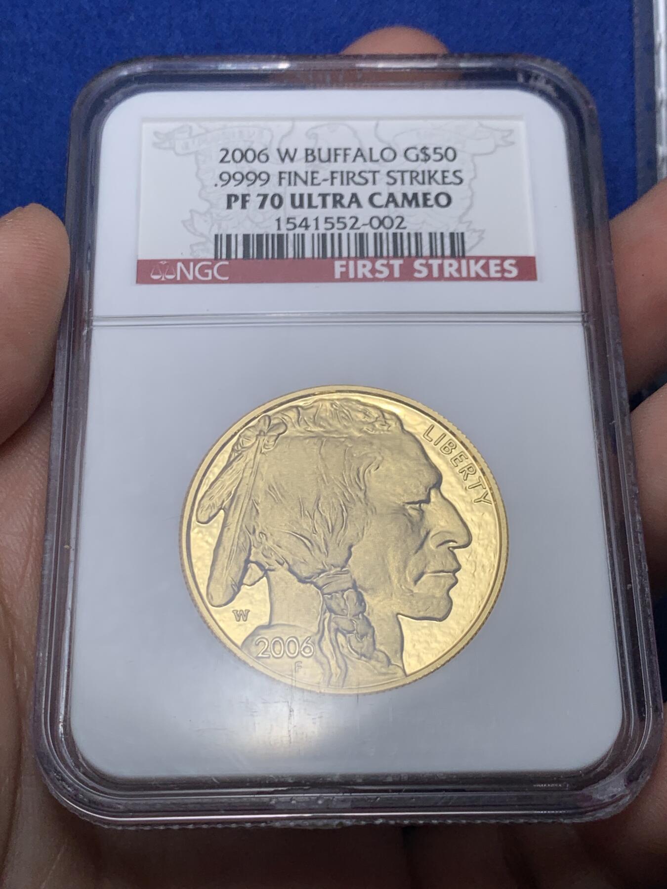 《竞宝斋》第289场- 周日，周一，周二 3场连拍 （全场包邮） NGC PF70UC 2006年美国公牛精制金币 初铸版 1oz 纯度99.99% 31.1克 少见