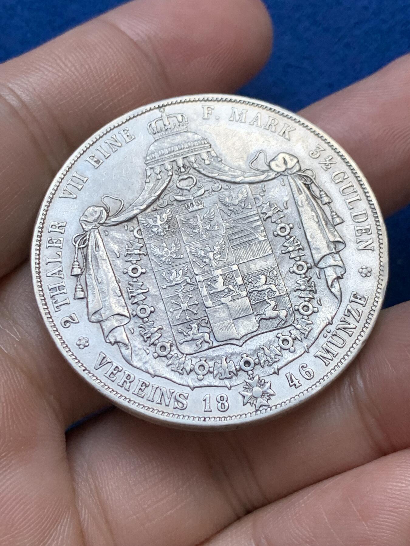 《竞宝斋》第289场- 周日，周一，周二 3场连拍 （全场包邮） 德国1846年普鲁士威廉四世2泰勒