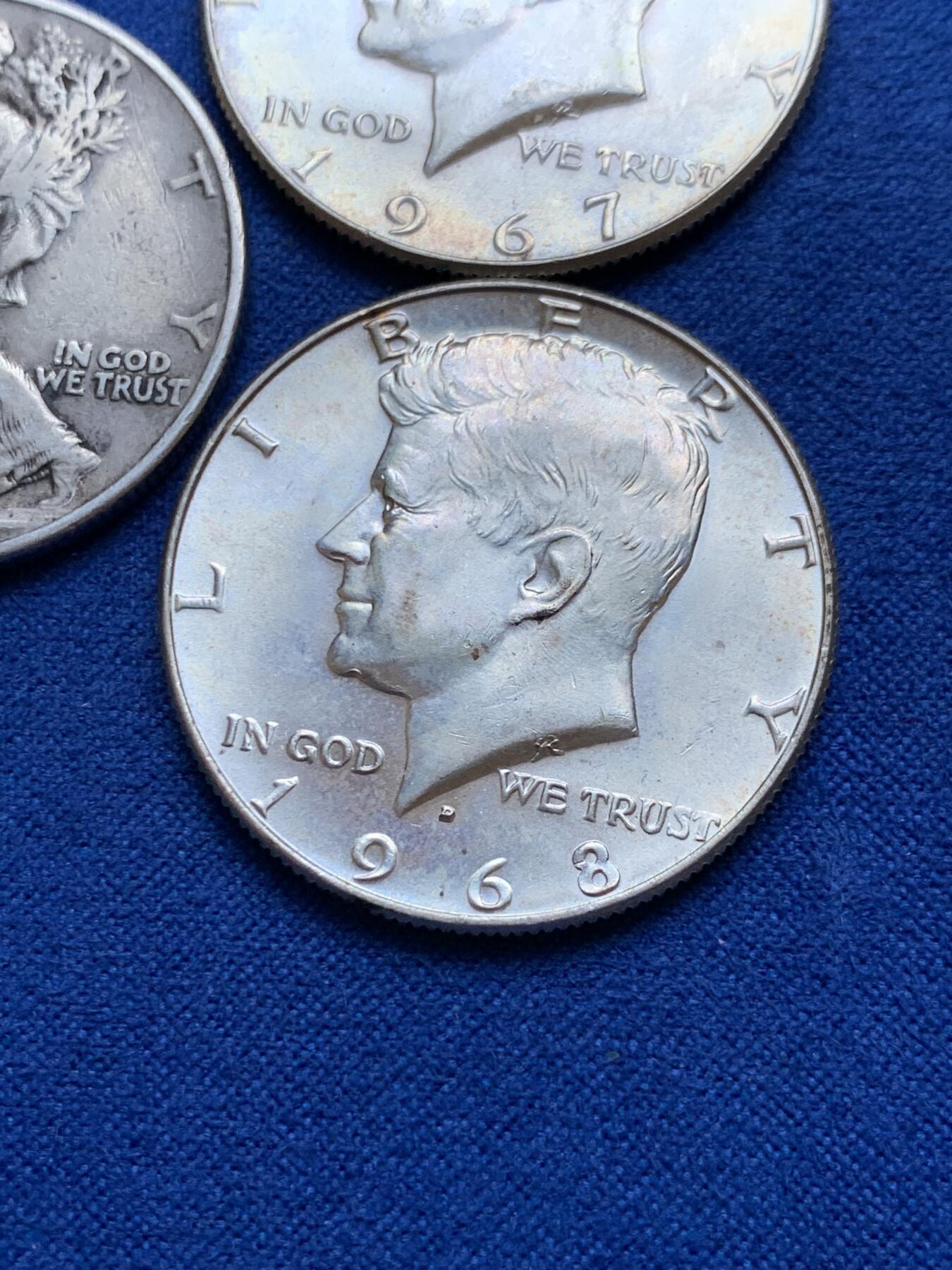 《竞宝斋》第289场- 周日，周一，周二 3场连拍 （全场包邮） 3枚银币一组 美国192行走女神半圆一枚 + 肯尼迪半圆两枚