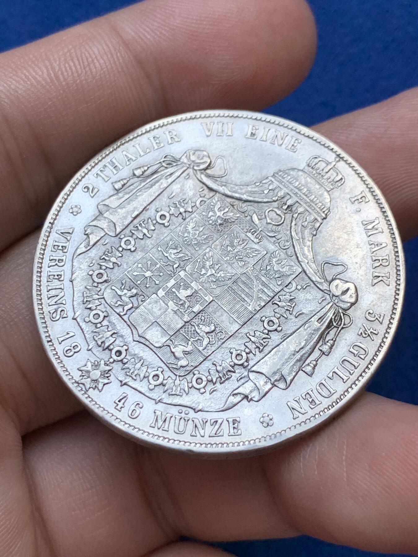 《竞宝斋》第289场- 周日，周一，周二 3场连拍 （全场包邮） 德国1846年普鲁士威廉四世2泰勒