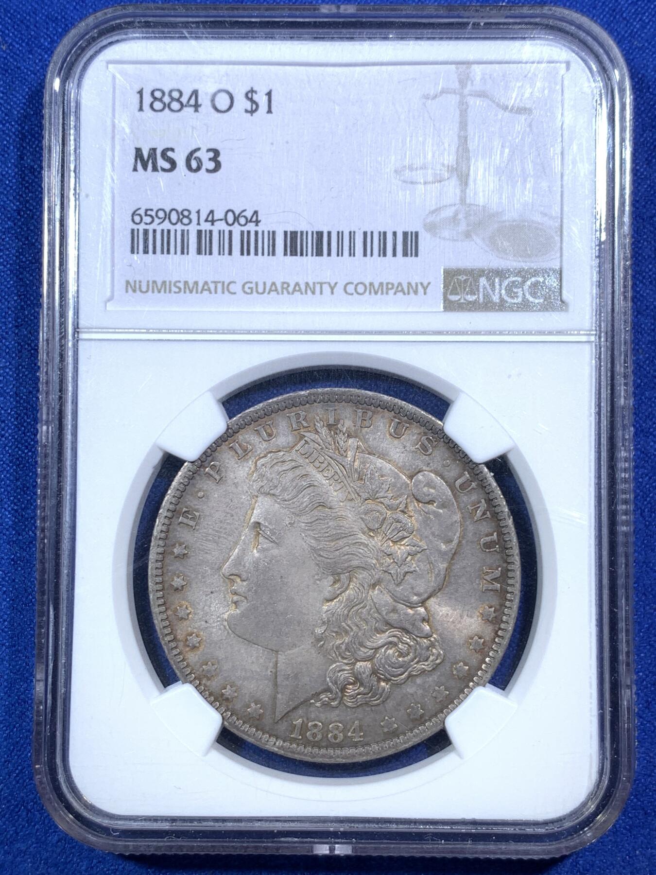 《竞宝斋》第289场- 周日，周一，周二 3场连拍 （全场包邮） NGC MS63 美国1884年O版摩根女神一美元