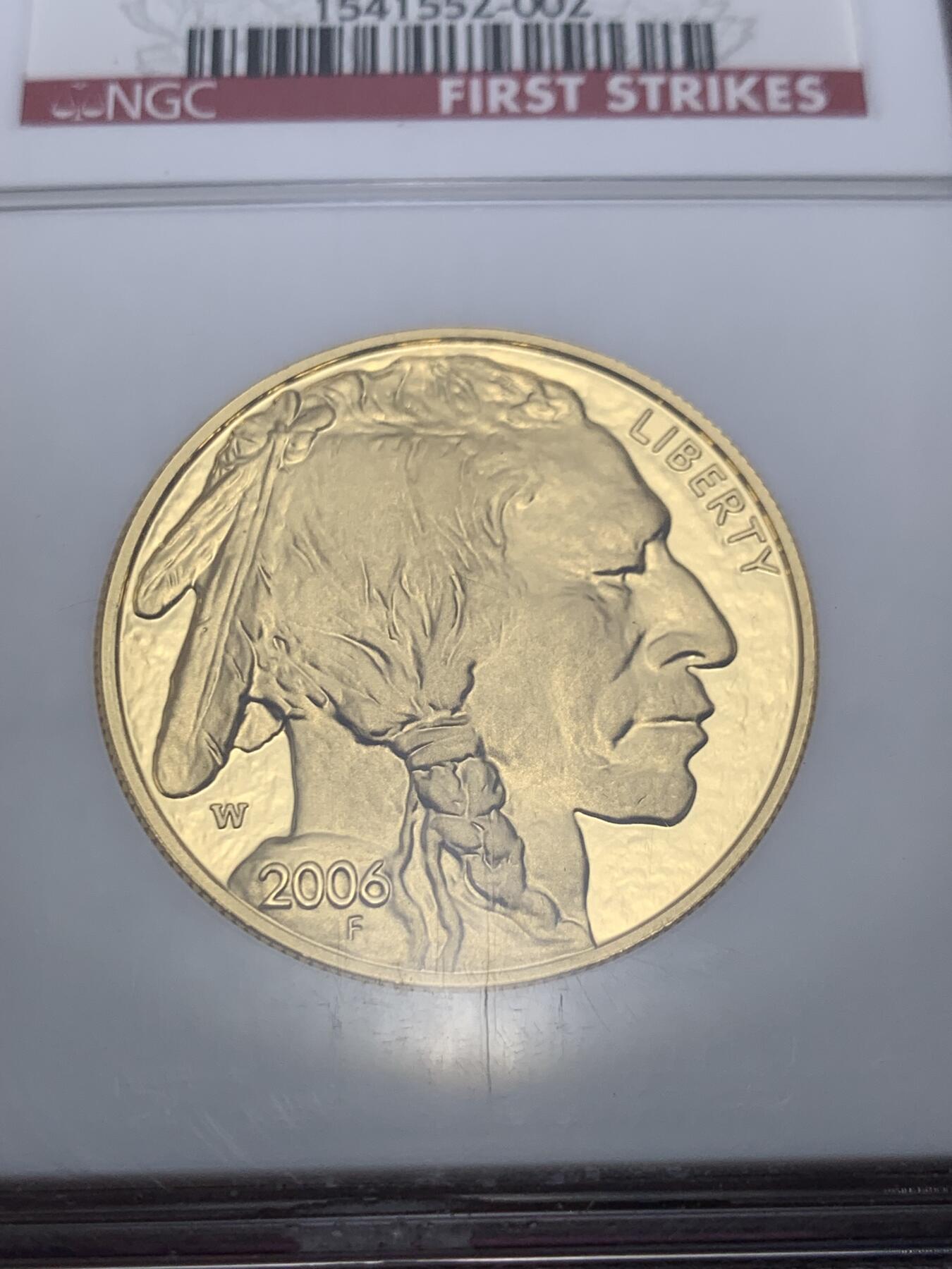 《竞宝斋》第289场- 周日，周一，周二 3场连拍 （全场包邮） NGC PF70UC 2006年美国公牛精制金币 初铸版 1oz 纯度99.99% 31.1克 少见