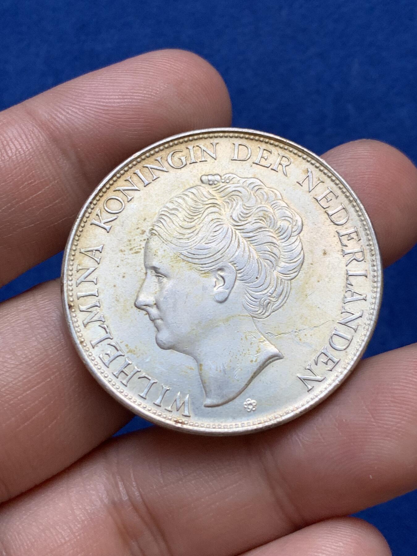 《竞宝斋》第289场- 周日，周一，周二 3场连拍 （全场包邮） 荷属库拉索1944年威廉明娜女王2.5盾大银币