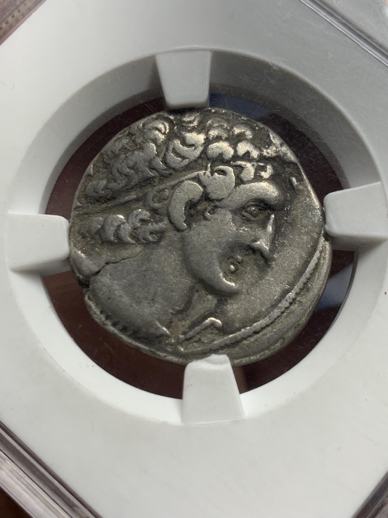 《竞宝斋》第289场- 周日，周一，周二 3场连拍 （全场包邮） BRC VF+ 古希腊托勒密王朝托勒密六世4德银币 无名王评级专业评级古典币 真假无忧