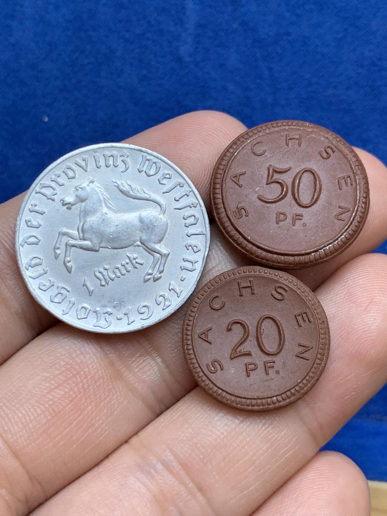 《竞宝斋》第289场- 周日，周一，周二 3场连拍 （全场包邮） 3枚一组 德国魏玛共和国时期 紧急状态货币