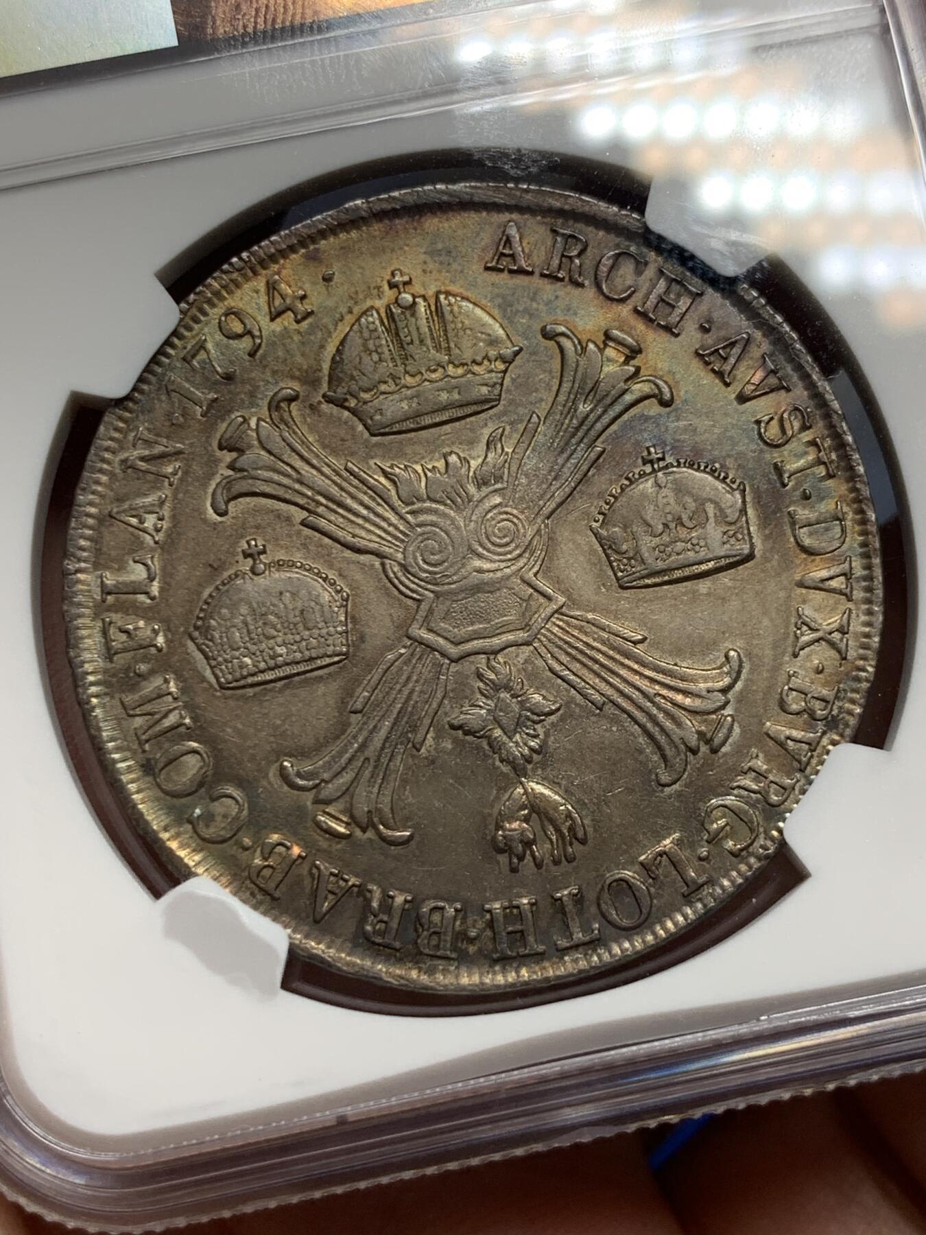 《竞宝斋》第289场- 周日，周一，周二 3场连拍 （全场包邮） NGC AU 奥匈帝国 1794M 米兰厂 弗朗茨二世 1泰勒大银币 双面深打 带五彩 无减重 非常难得