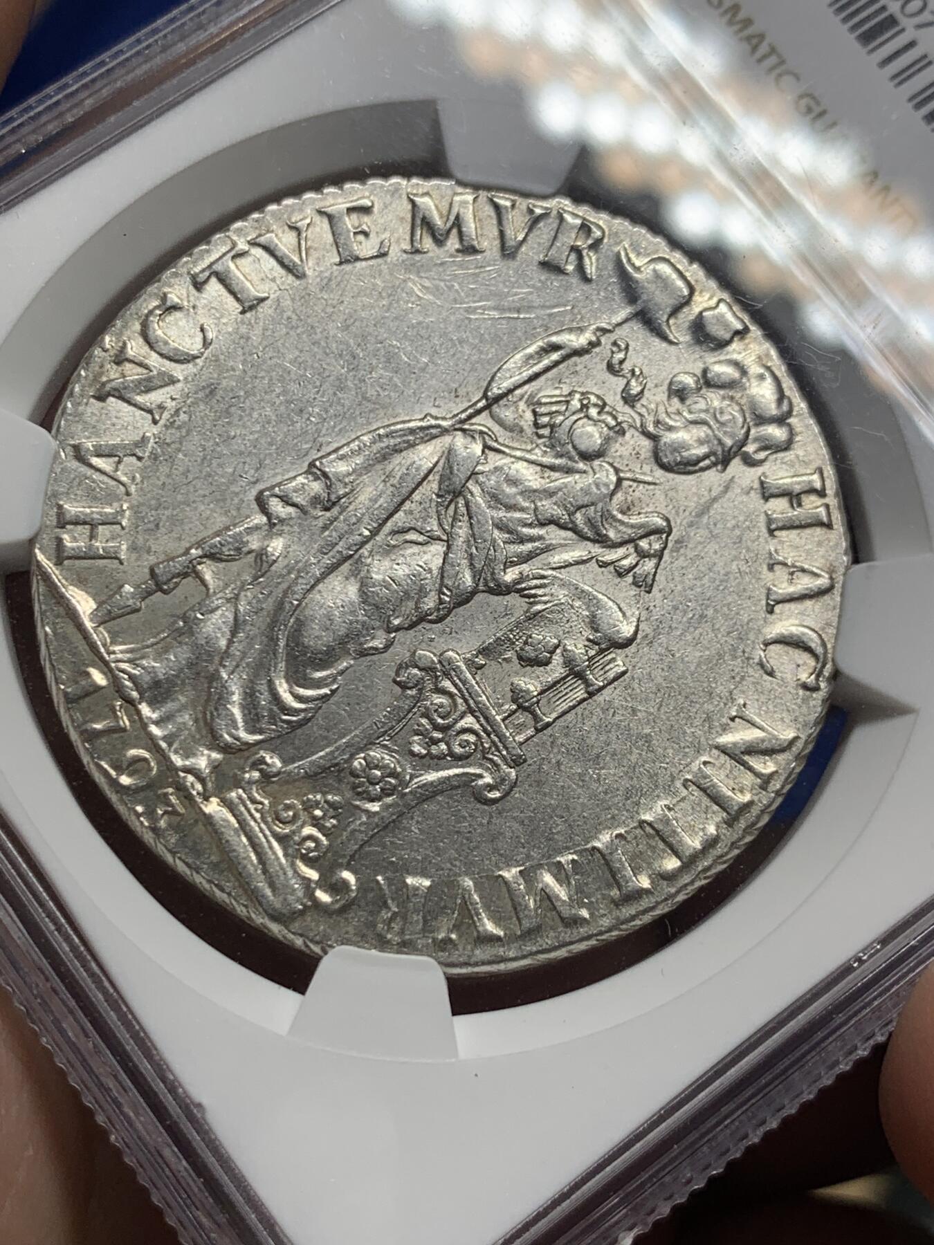 《竞宝斋》第289场- 周日，周一，周二 3场连拍 （全场包邮） NGC UNCD 荷兰1793年乌得勒支站人三盾大银 人像打制精良 开脸清晰甜美  转光犀利 银光闪闪 少量摩擦痕迹 应属MS品级