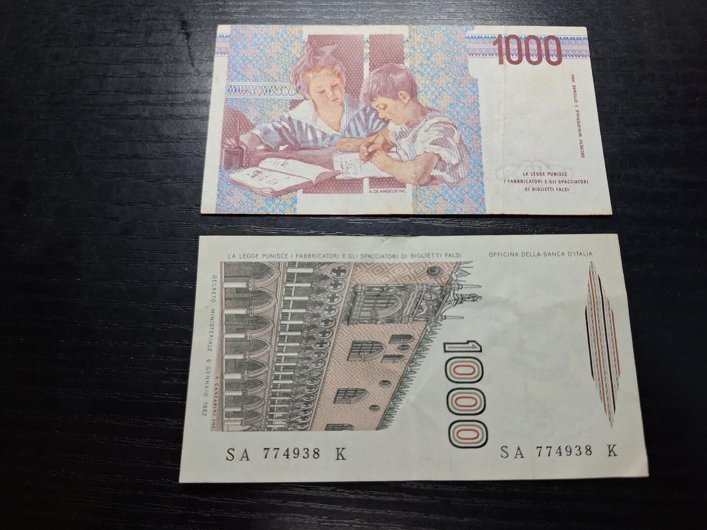 博彦收藏 11月17日 8点钱币专场 意大利1000里拉。流通好品