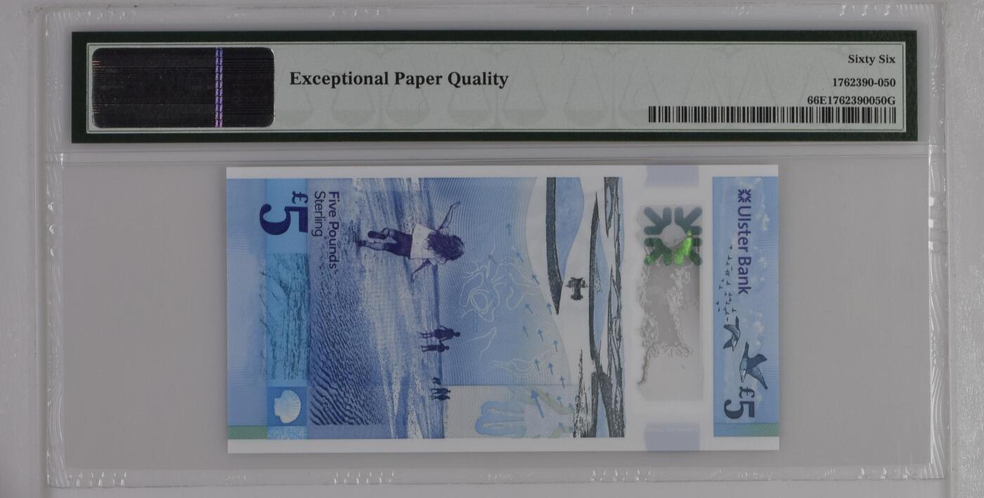 收藏联盟Quantum Auction 第363期拍卖  北爱尔兰阿斯特银行2018年5镑首发AA冠   PMG66 号码无47