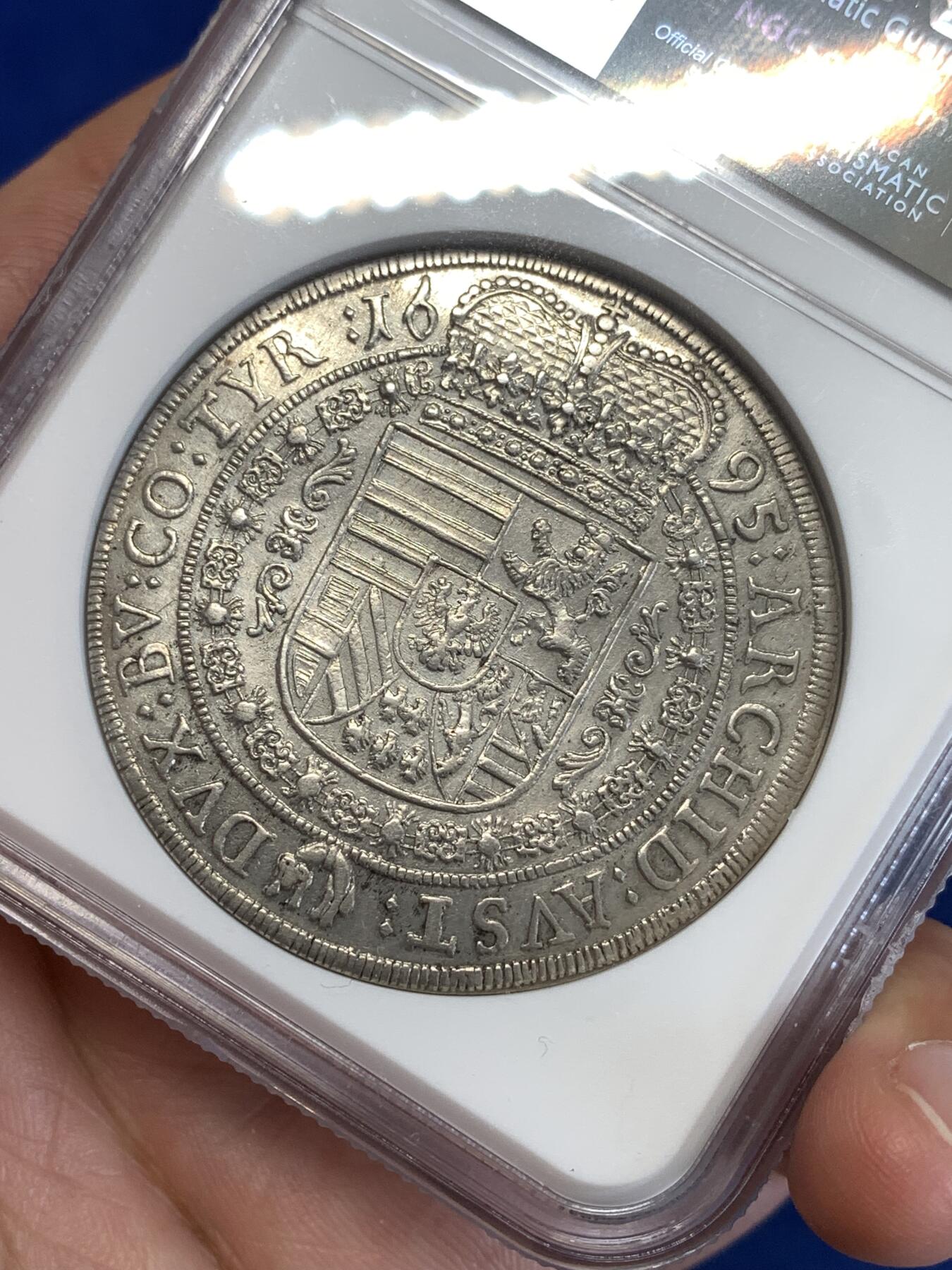 《竞宝斋》第289场- 周日，周一，周二 3场连拍 （全场包邮） NGC AUD 神圣罗马帝国1695年奥地利哈布斯堡王朝利奥波德猪嘴老泰勒银币