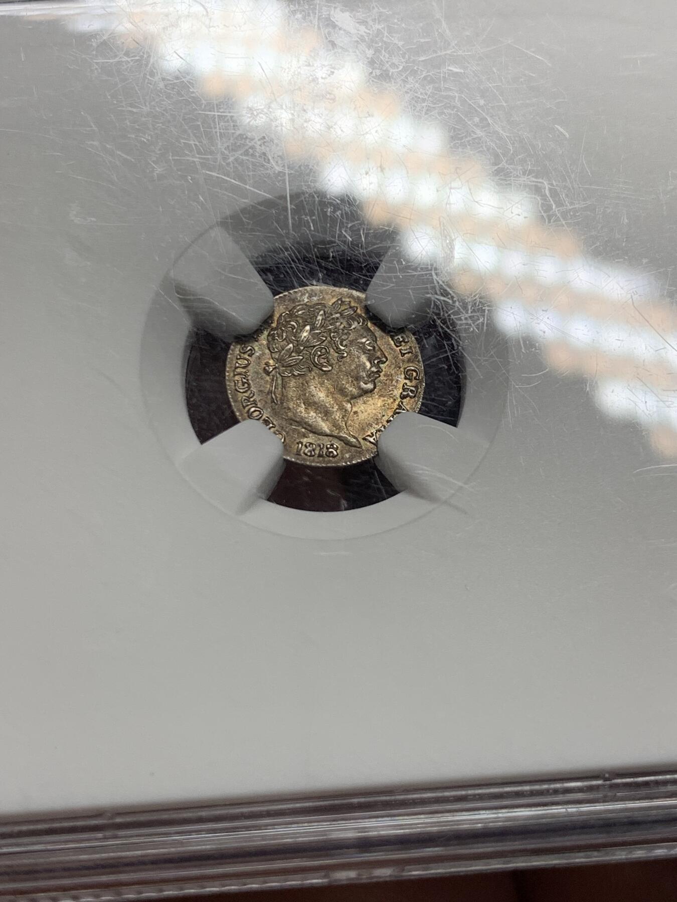 《竞宝斋》第289场- 周日，周一，周二 3场连拍 （全场包邮） NGC MS62 英国1818年一便士乔治三世灌足银币 少见品种 包浆很漂亮