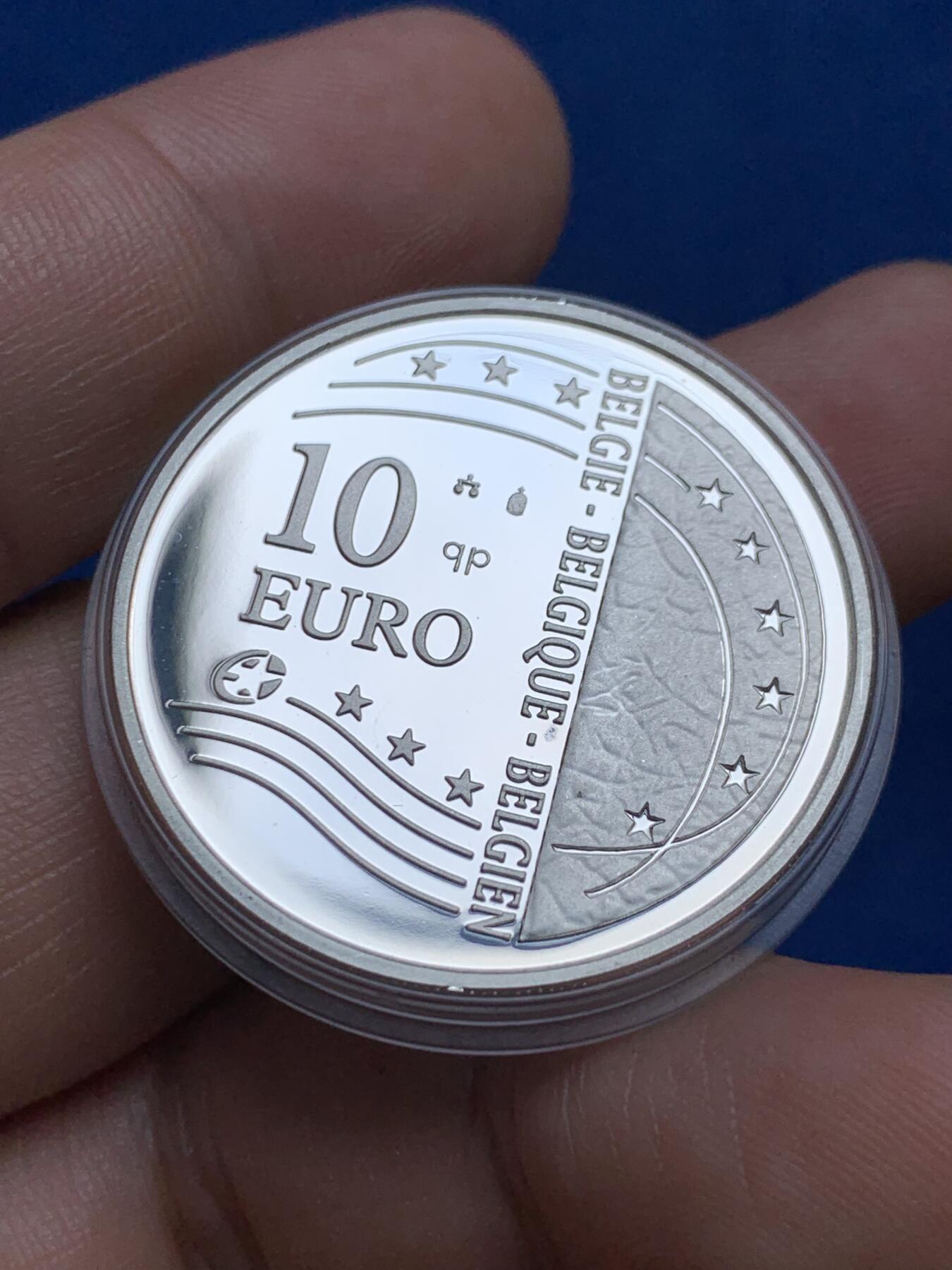 《竞宝斋》第289场- 周日，周一，周二 3场连拍 （全场包邮） 比利时2004年欧盟扩张欧洲之星系列银币10欧元