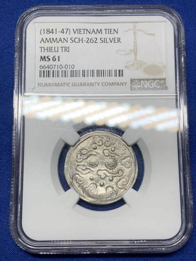 《竞宝斋》第289场- 周日，周一，周二 3场连拍 （全场包邮） - NGC MS61 安南1841-47绍治日月混元星云图银币 珍稀品种 图案深打 打制规整