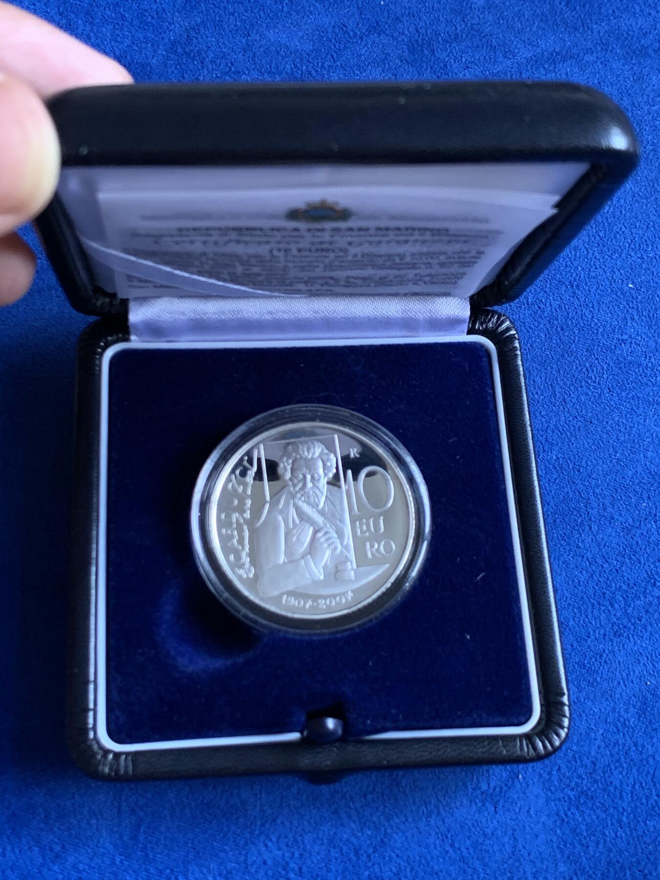 《竞宝斋》第289场- 周日，周一，周二 3场连拍 （全场包邮） 圣马力诺2007年意大利诗人乔苏·卡杜奇100年10欧元银币