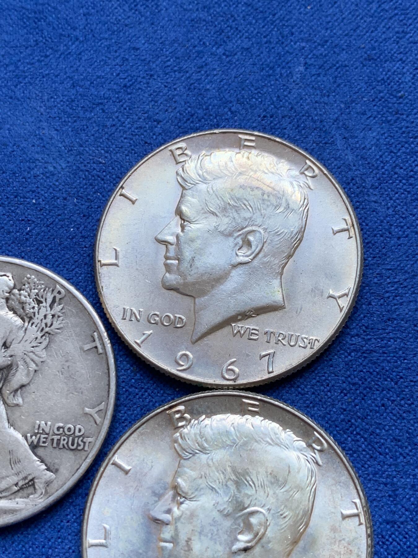 《竞宝斋》第289场- 周日，周一，周二 3场连拍 （全场包邮） 3枚银币一组 美国192行走女神半圆一枚 + 肯尼迪半圆两枚