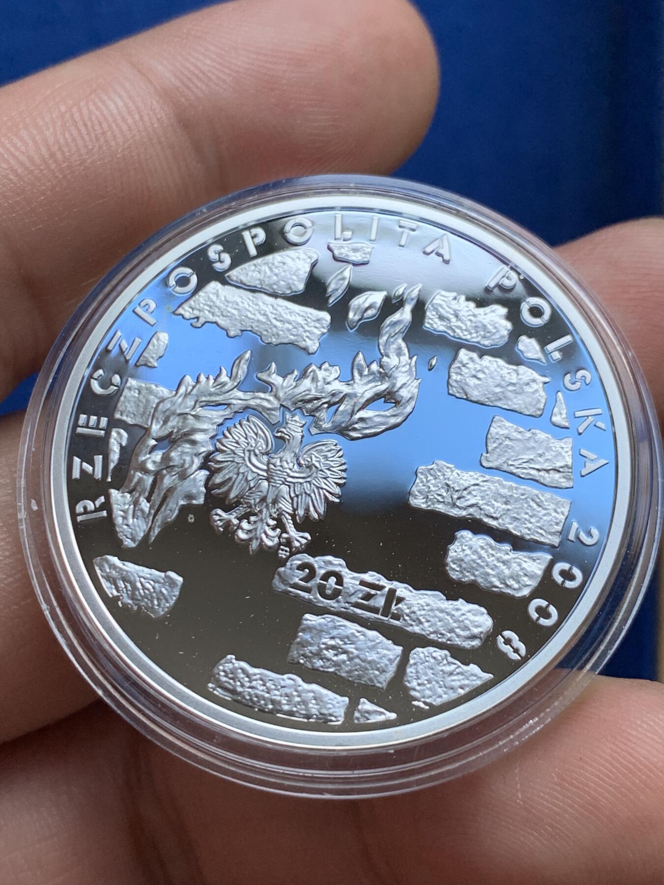 《竞宝斋》第289场- 周日，周一，周二 3场连拍 （全场包邮） 波兰2008年纪念华沙犹太人区起义65周年20兹罗提银币