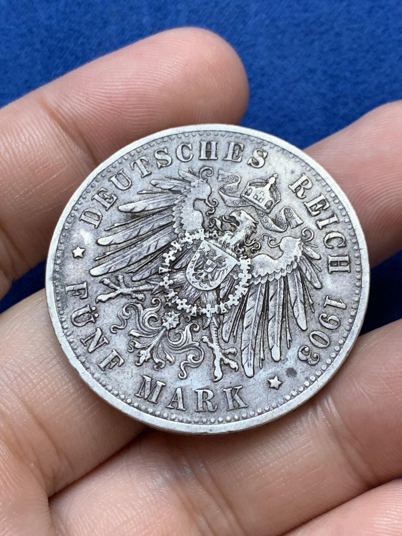 《竞宝斋》第289场- 周日，周一，周二 3场连拍 （全场包邮） 德国1903巴伐利亚奥托5马克大银币