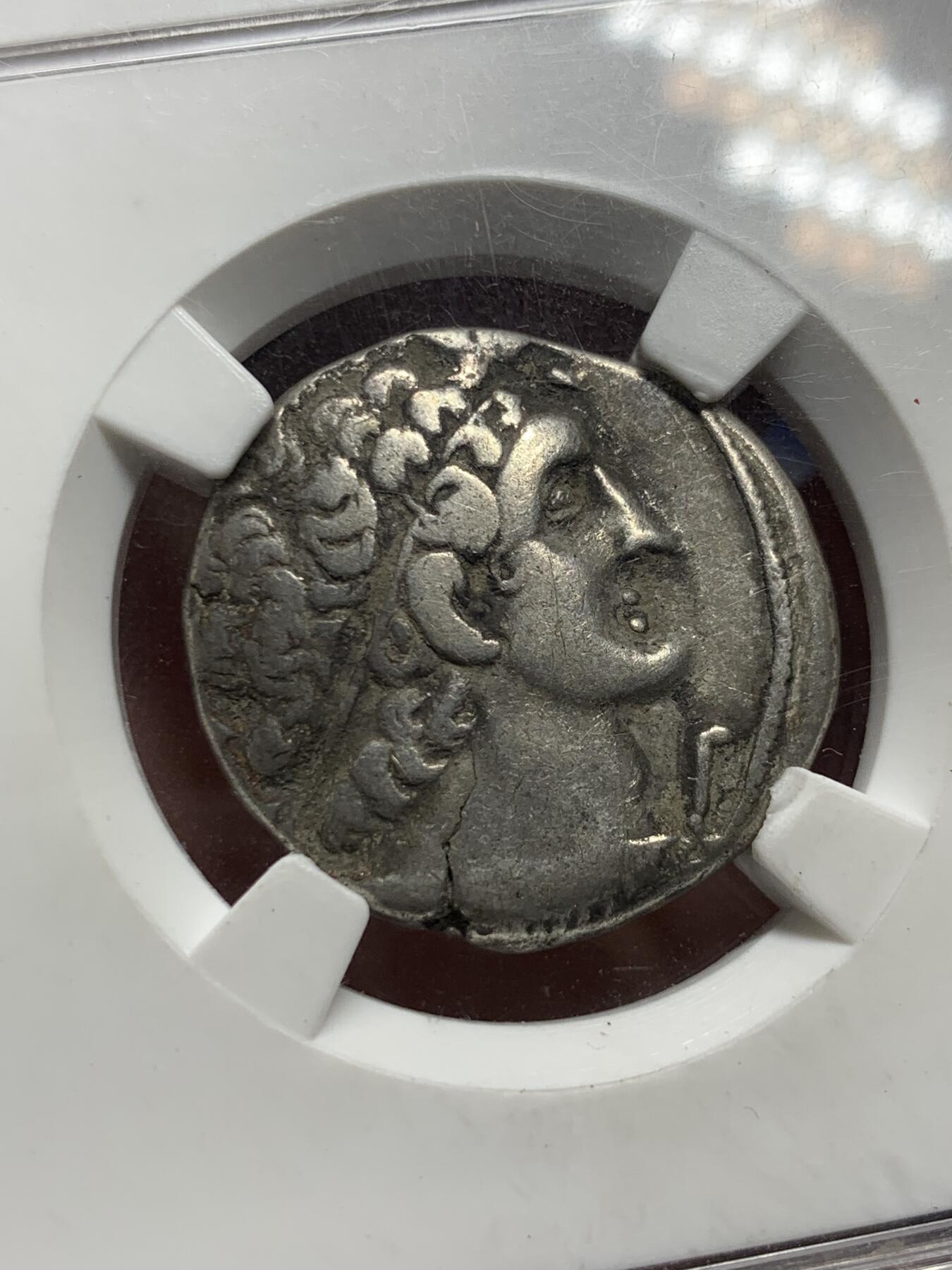 《竞宝斋》第289场- 周日，周一，周二 3场连拍 （全场包邮） BRC VF+ 古希腊托勒密王朝托勒密六世4德银币 无名王评级专业评级古典币 真假无忧