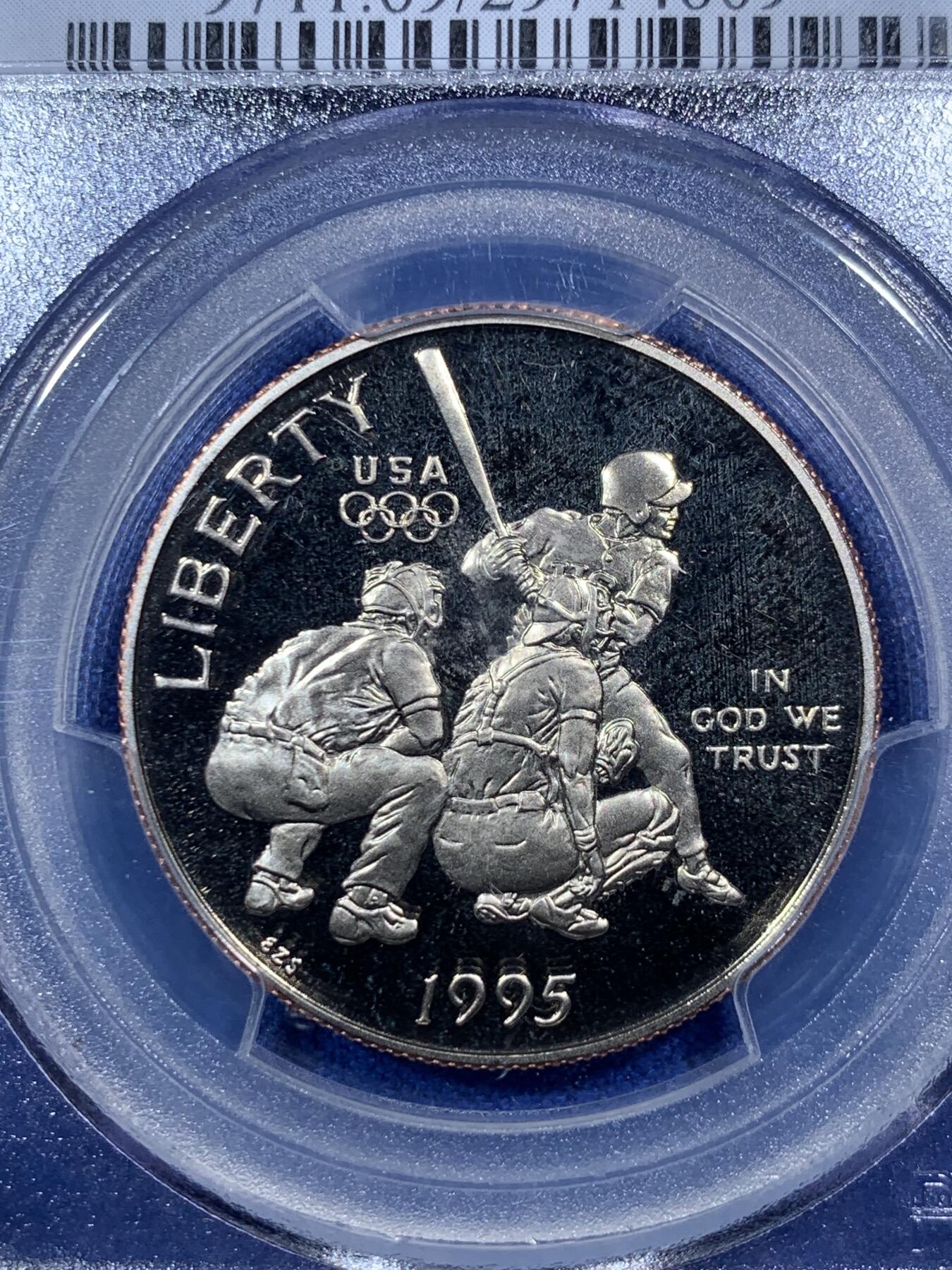 《竞宝斋》第289场- 周日，周一，周二 3场连拍 （全场包邮） PCGS PR69DCAM 美国1995年S版棒球半美元