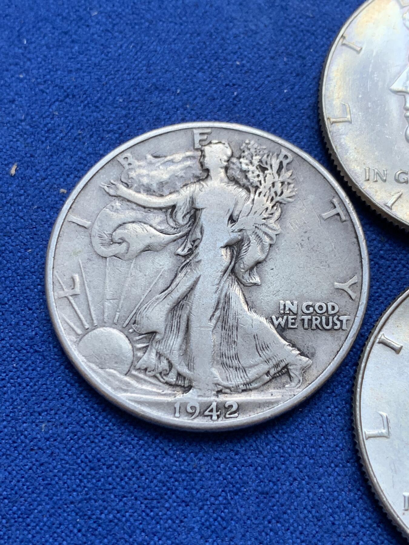 《竞宝斋》第289场- 周日，周一，周二 3场连拍 （全场包邮） 3枚银币一组 美国192行走女神半圆一枚 + 肯尼迪半圆两枚