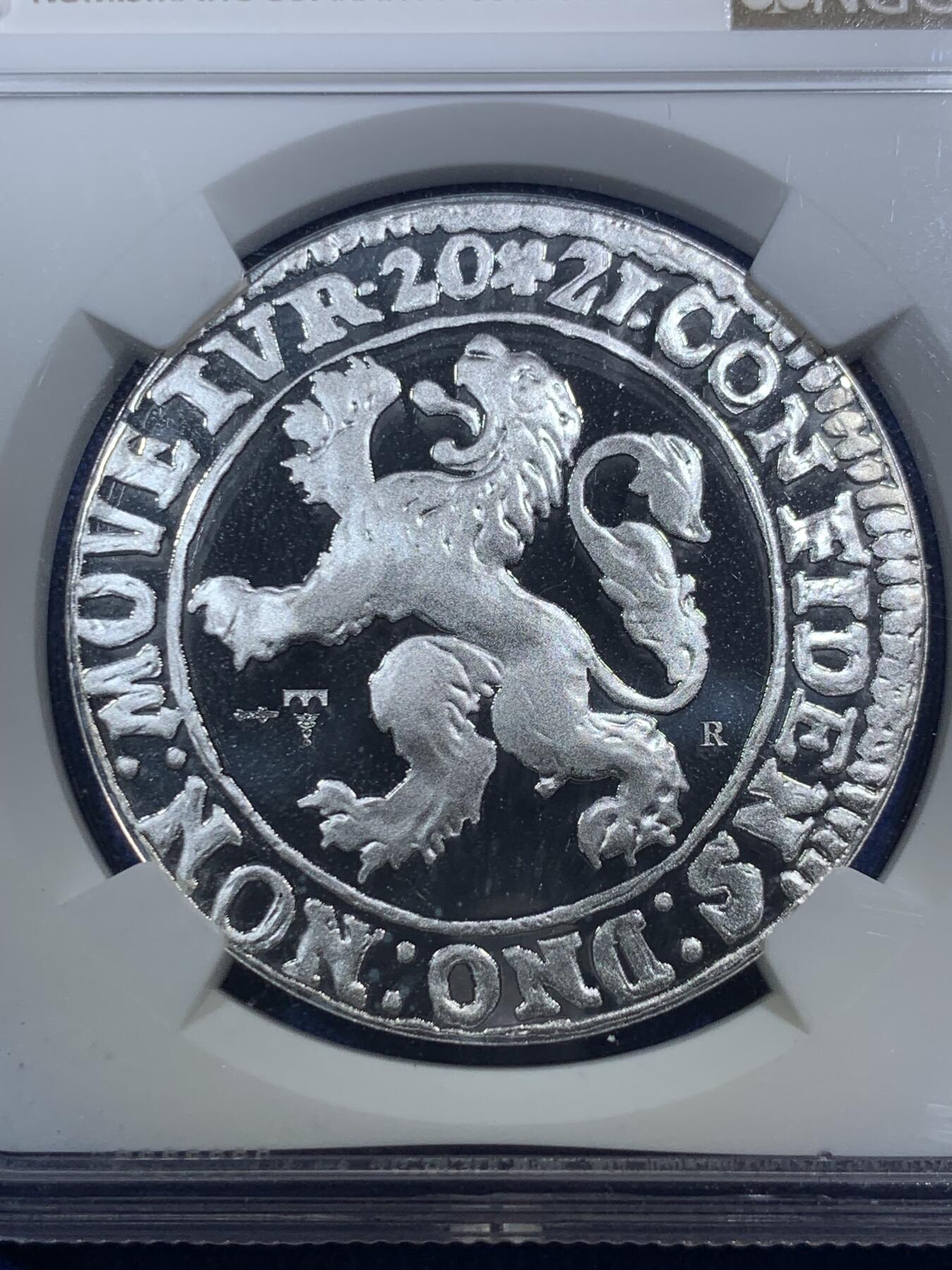 《竞宝斋》第289场- 周日，周一，周二 3场连拍 （全场包邮） NGC PF70UC 2021年荷兰仿1701年狮元精制银章 1oz 99.9%