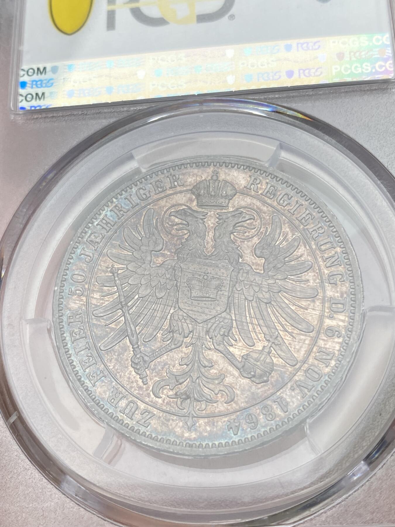 万国钱币拍卖第030期（万国三十期纪念大拍） PCGS MS63 1864年德国施瓦茨堡-鲁多尔斯塔特双头鹰流通1泰勒 小邦原味极致五彩 单年发行仅4500枚 稀缺稀缺稀缺品种
