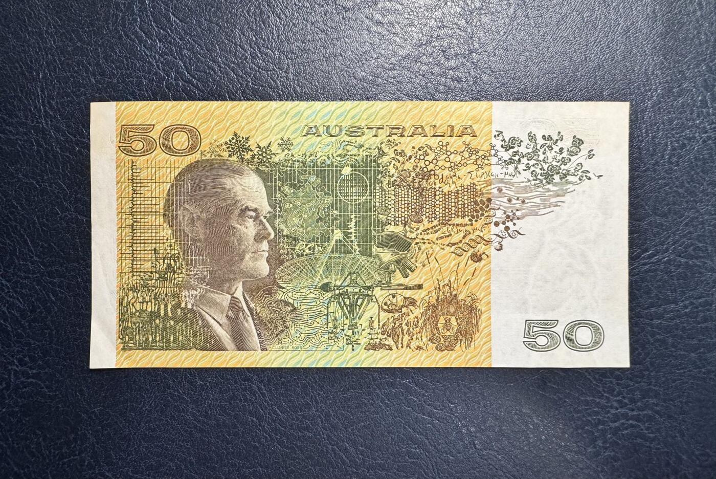 收藏联盟Quantum Auction 第363期拍卖  澳大利亚1973-94年50元 品相AU+  青霉素萃取提纯并投入临床应用者 弗洛里