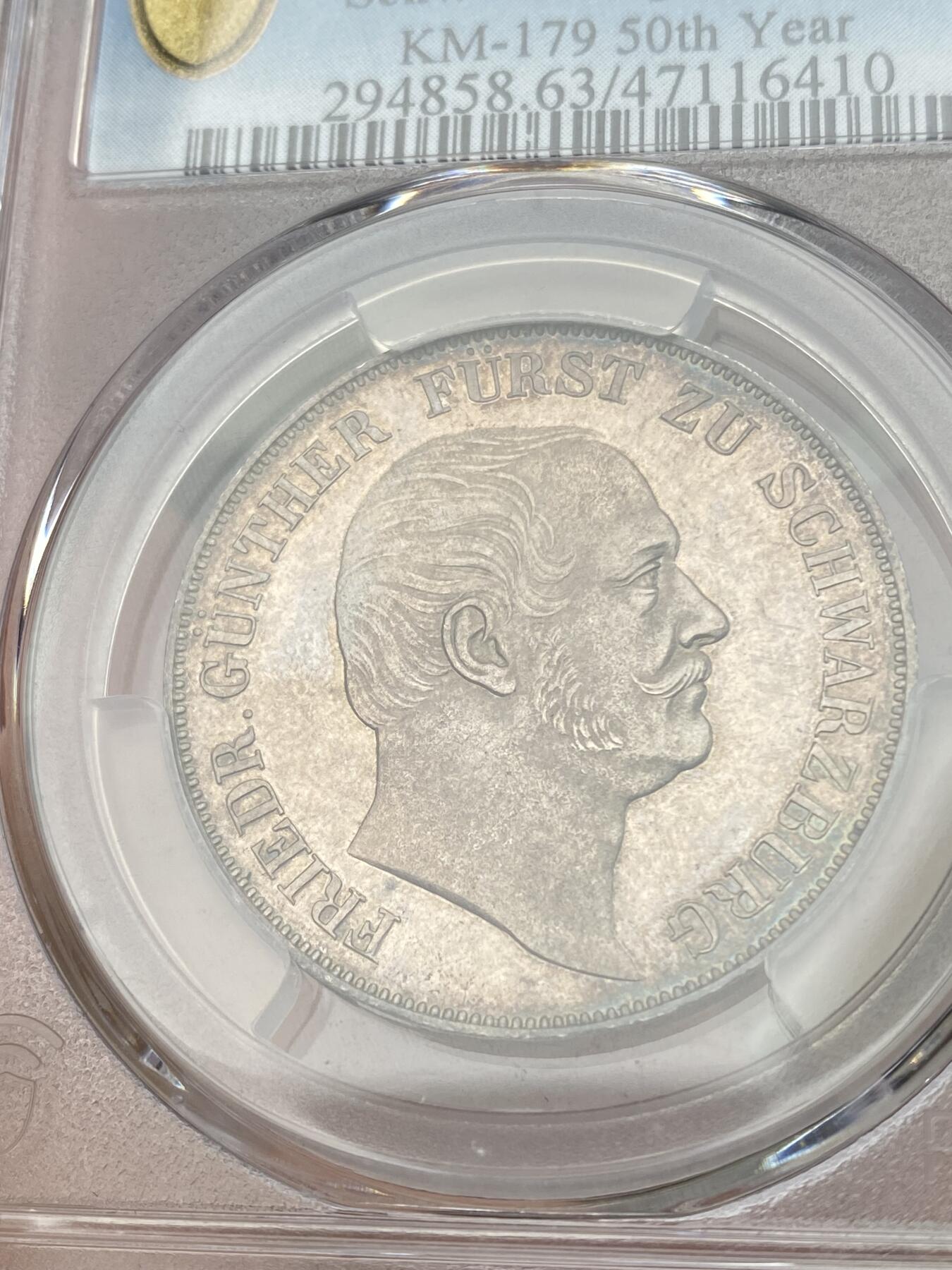 万国钱币拍卖第030期（万国三十期纪念大拍） PCGS MS63 1864年德国施瓦茨堡-鲁多尔斯塔特双头鹰流通1泰勒 小邦原味极致五彩 单年发行仅4500枚 稀缺稀缺稀缺品种