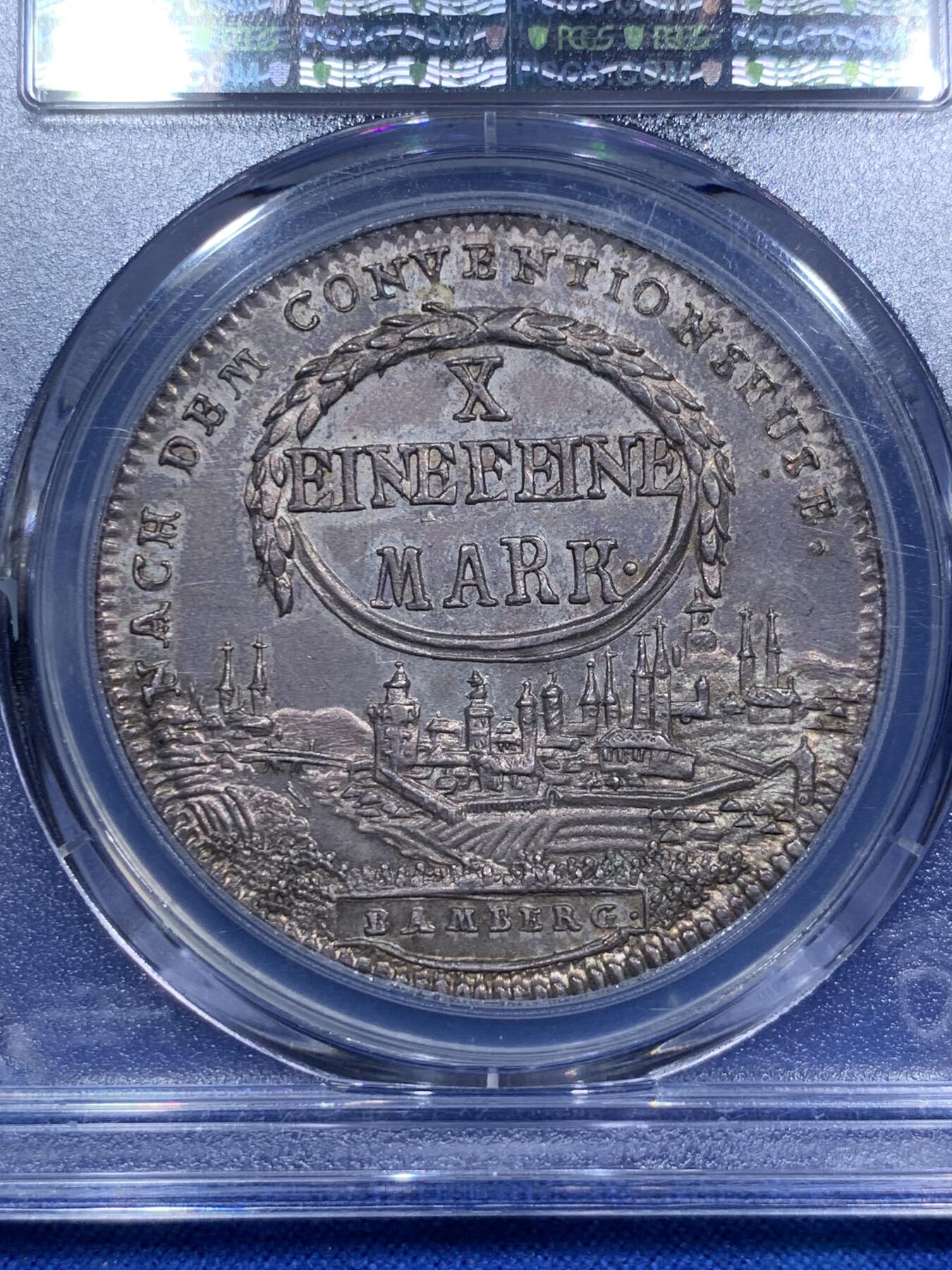 《竞宝斋》第290场- 周日，周一，周二 3场连拍 （全场包邮） 冠军分 封面币 PCGS MS63 德国 1800班贝格主教区 景观泰勒 大银币 稀见MS品种