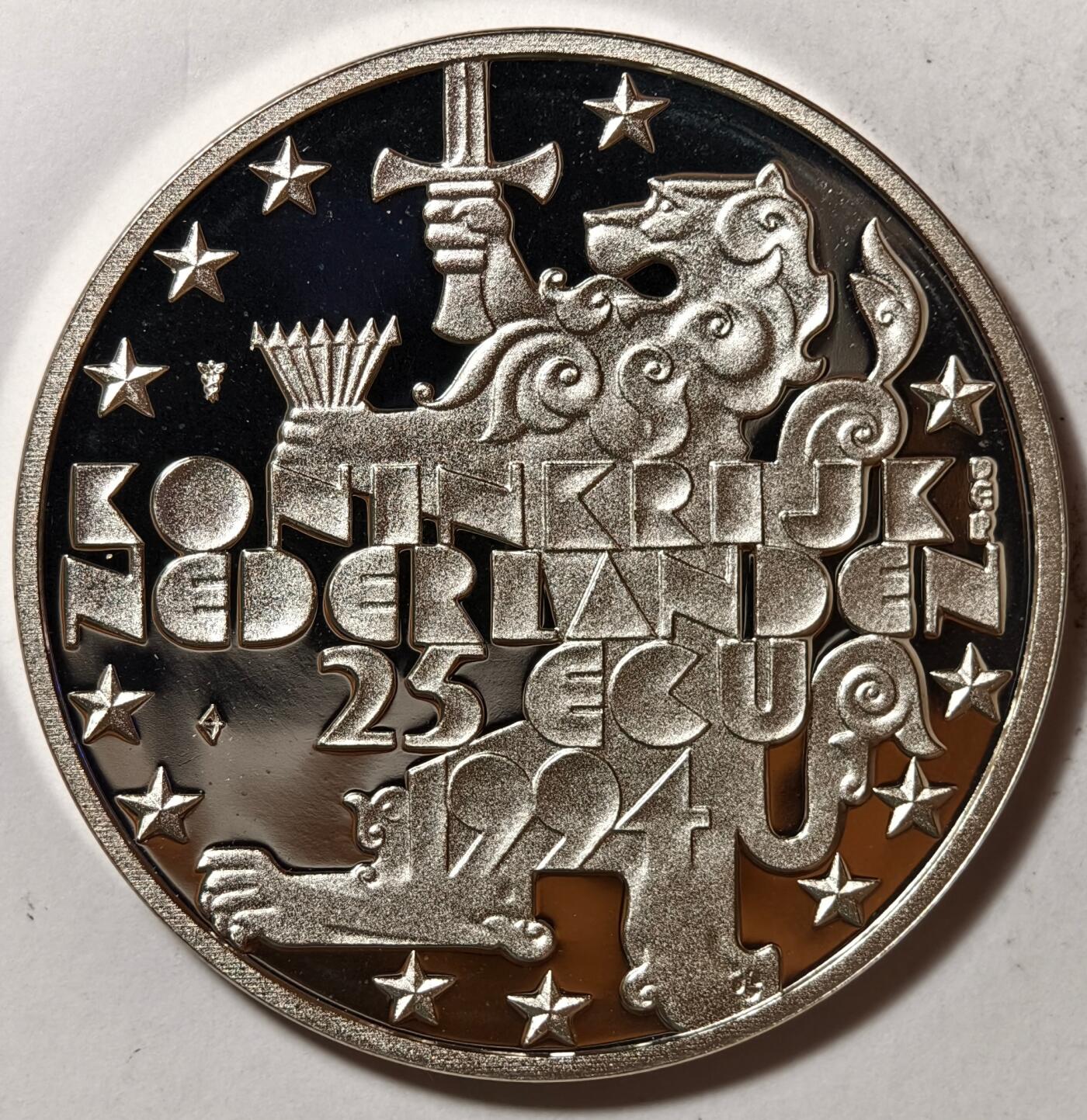 紫瑗钱币——第386期拍卖 荷兰 1994年 朱丽安娜女王夫妇 25埃局 25克 0.925银 精制