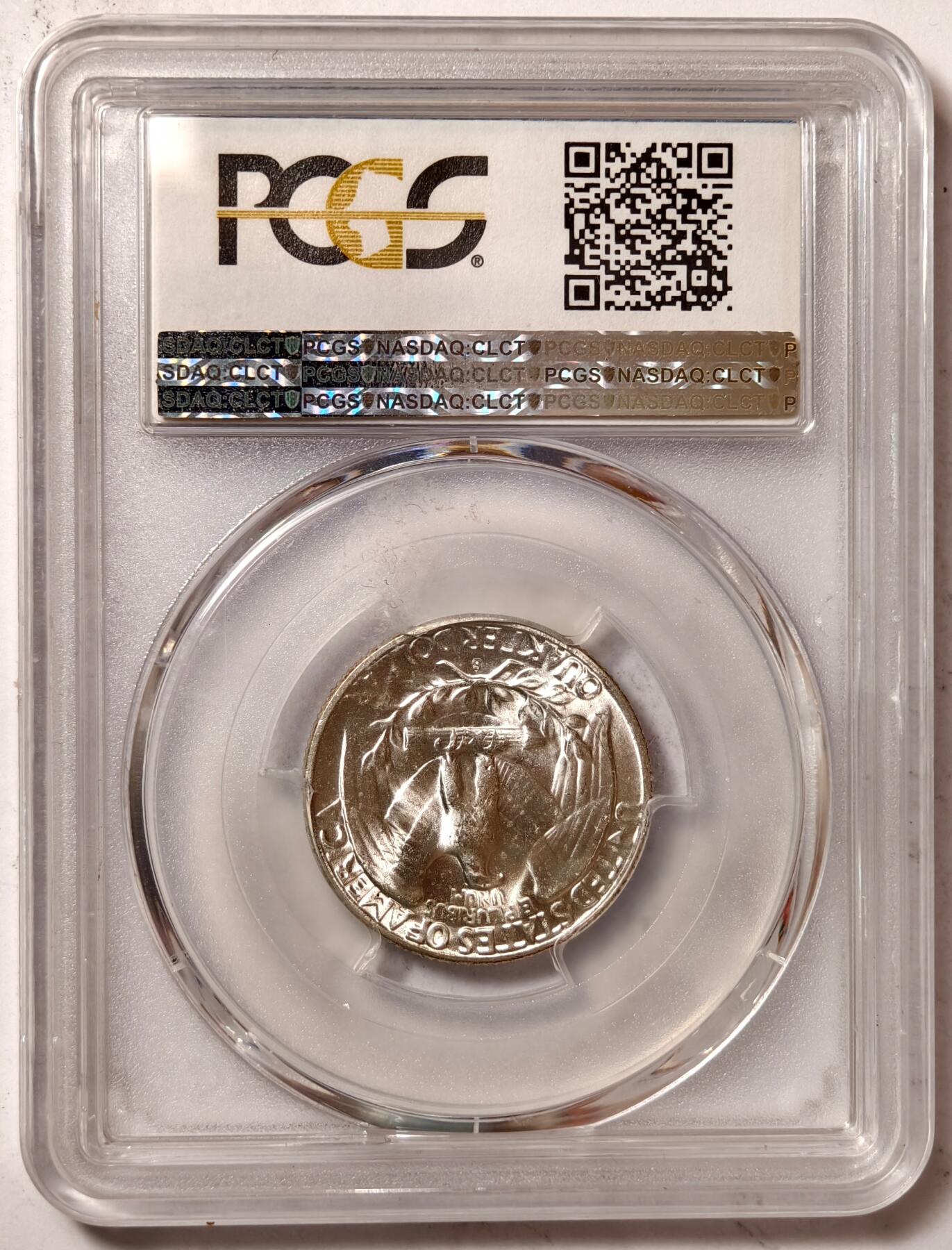 紫瑗钱币——第386期拍卖 美国 1954年 S版 华盛顿 25美分 银币 PCGS MS64