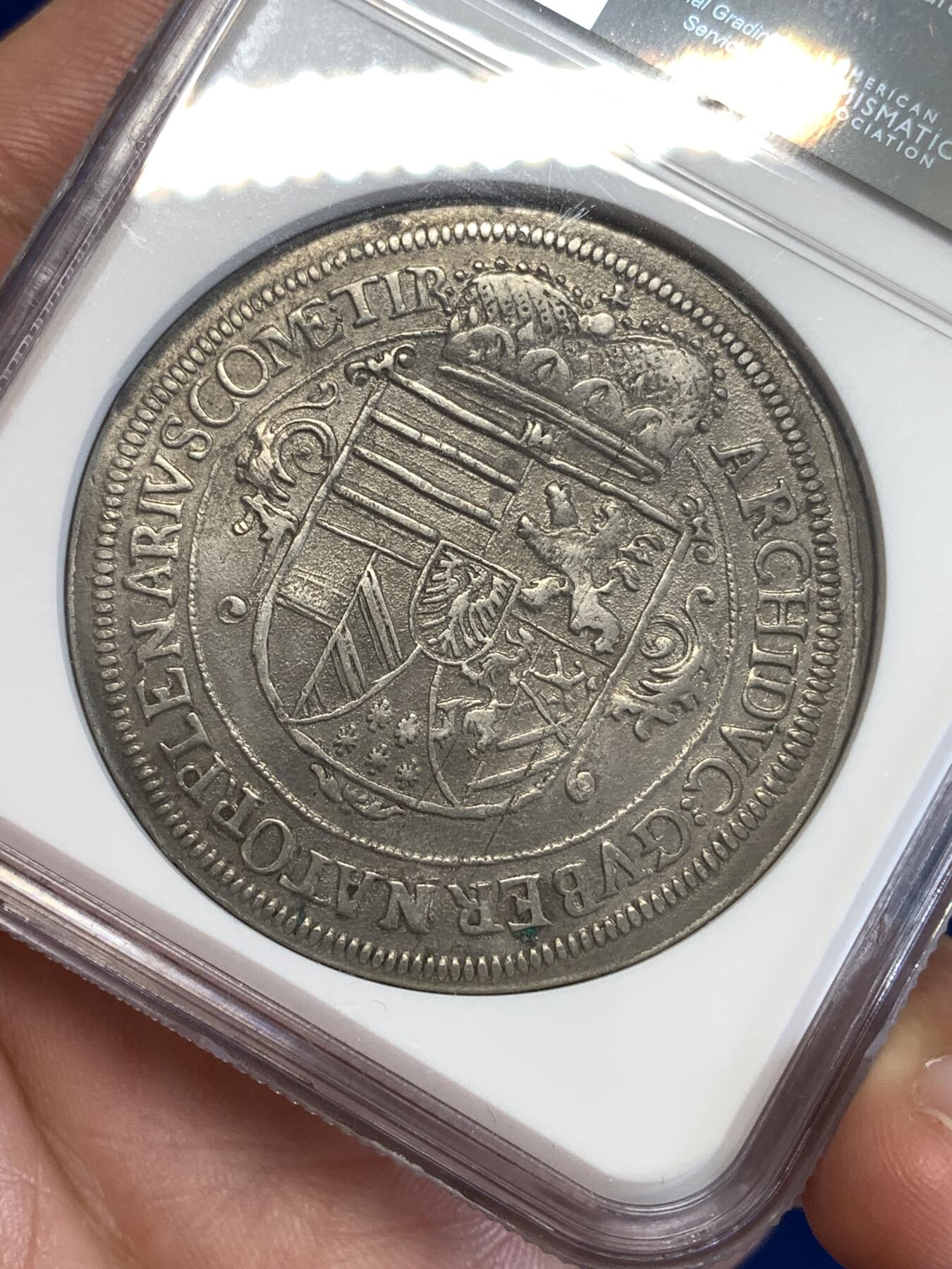 《竞宝斋》第290场- 周日，周一，周二 3场连拍 （全场包邮） NGC AUD 神圣罗马帝国1624年奥地利利奥波德大公老泰勒 打制币 距今400年