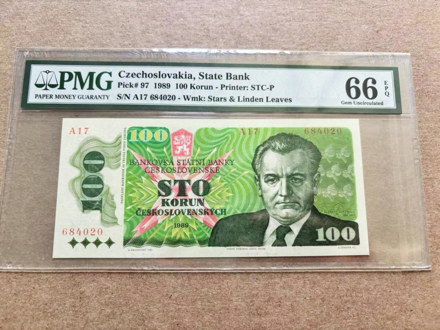 【Blue Auction】✨世界纸币精拍第510期【精】 捷斯 1989年100克朗 PMG66EPQ 