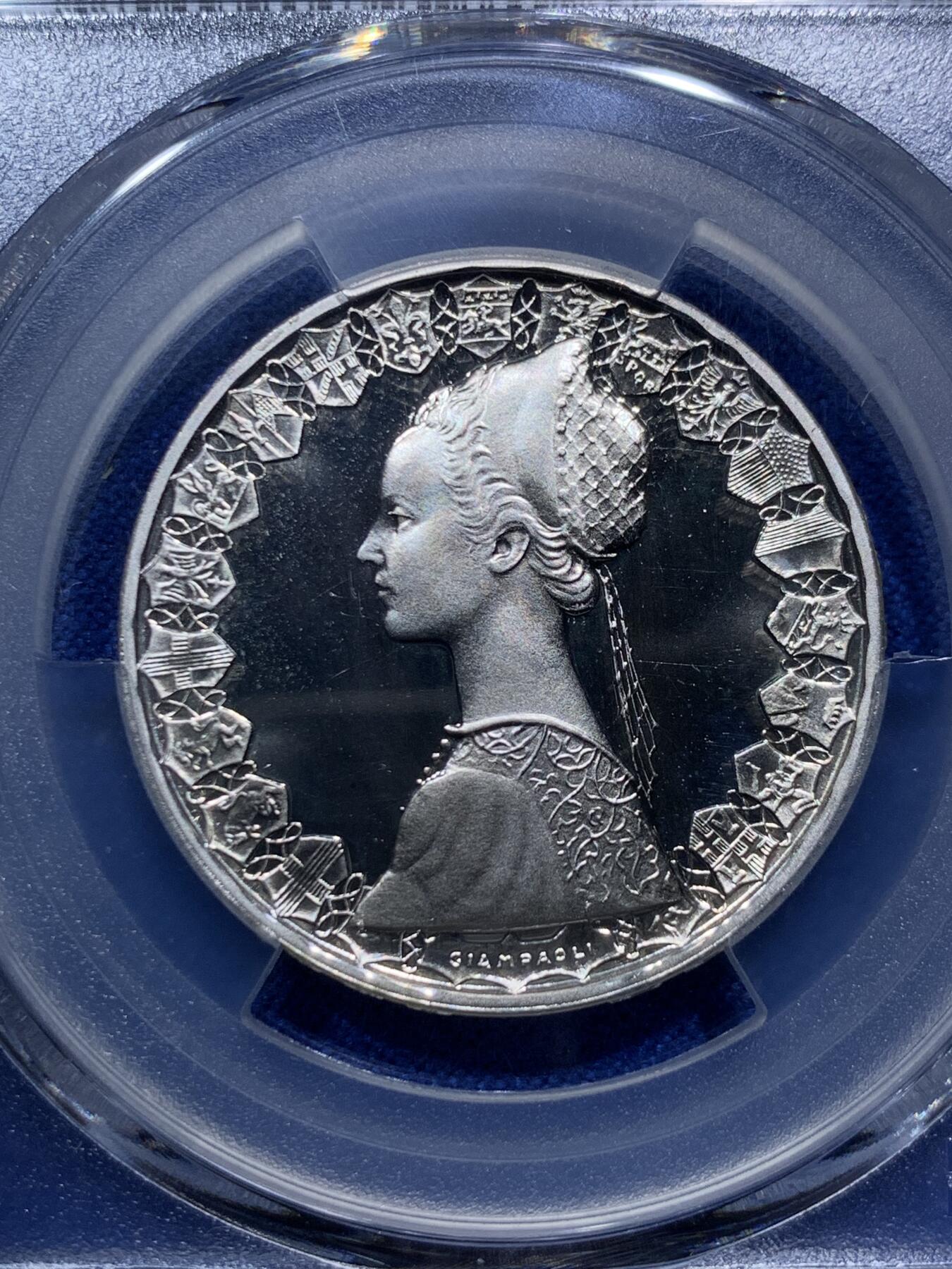 《竞宝斋》第290场- 周日，周一，周二 3场连拍 （全场包邮） PCGS PR68DCAM 意大利 1985年 精制 帆船少女 500里拉 首年发行 亚军分