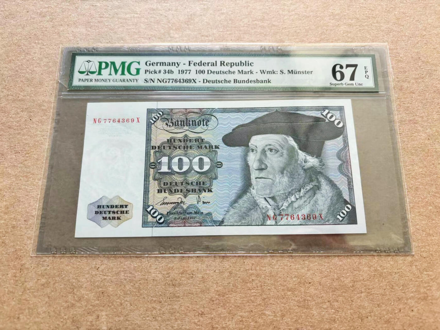 【Blue Auction】✨世界纸币精拍第510期【精】 德国 1977年100马克 明斯特 PMG67EPQ 高分