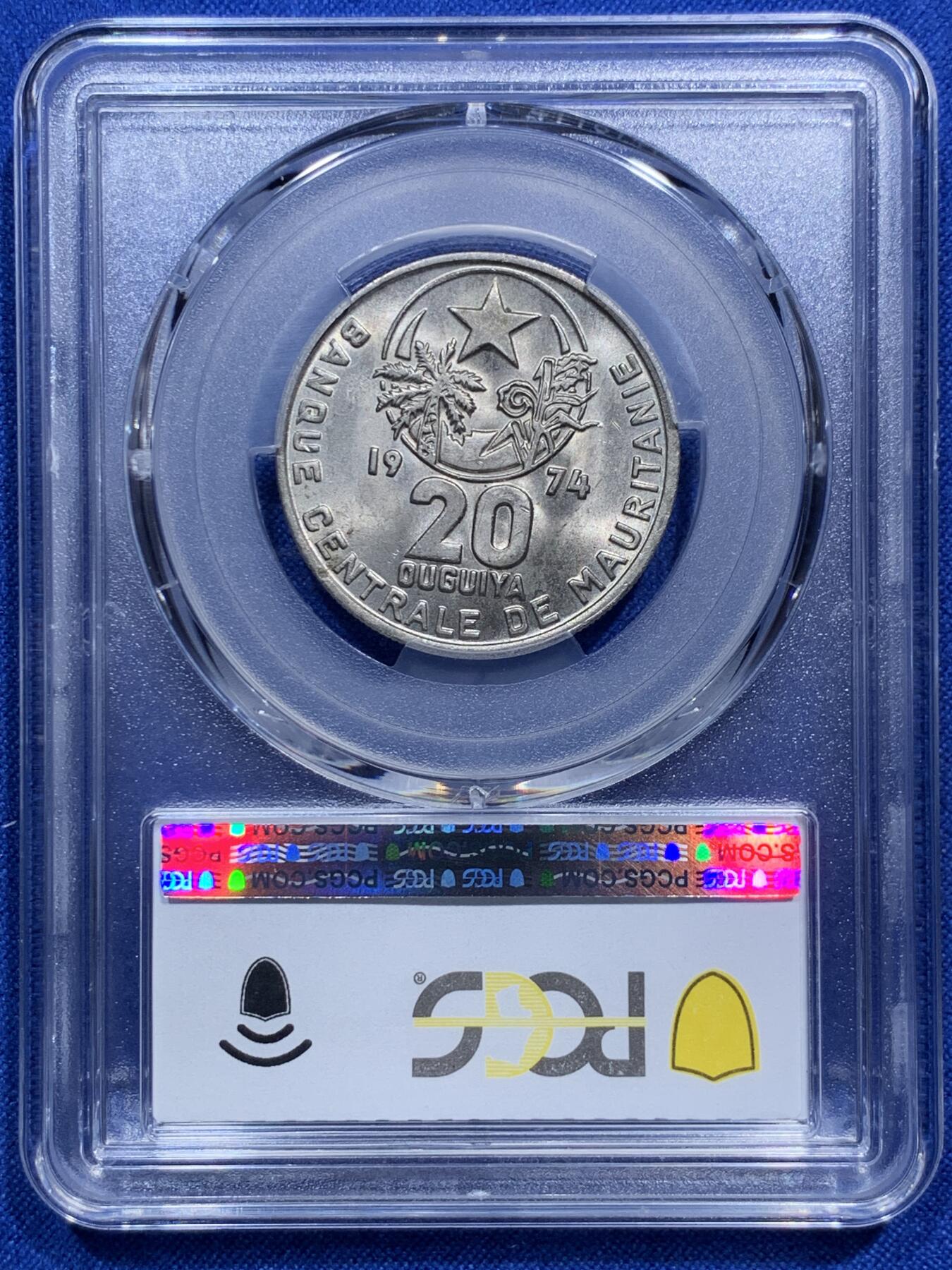 《竞宝斋》第290场- 周日，周一，周二 3场连拍 （全场包邮） PCGS MS65 稀见 1974毛里求斯20乌吉亚 毛里求斯早期都充分流通 几乎没有好品留下 这种高分更是可遇不可求