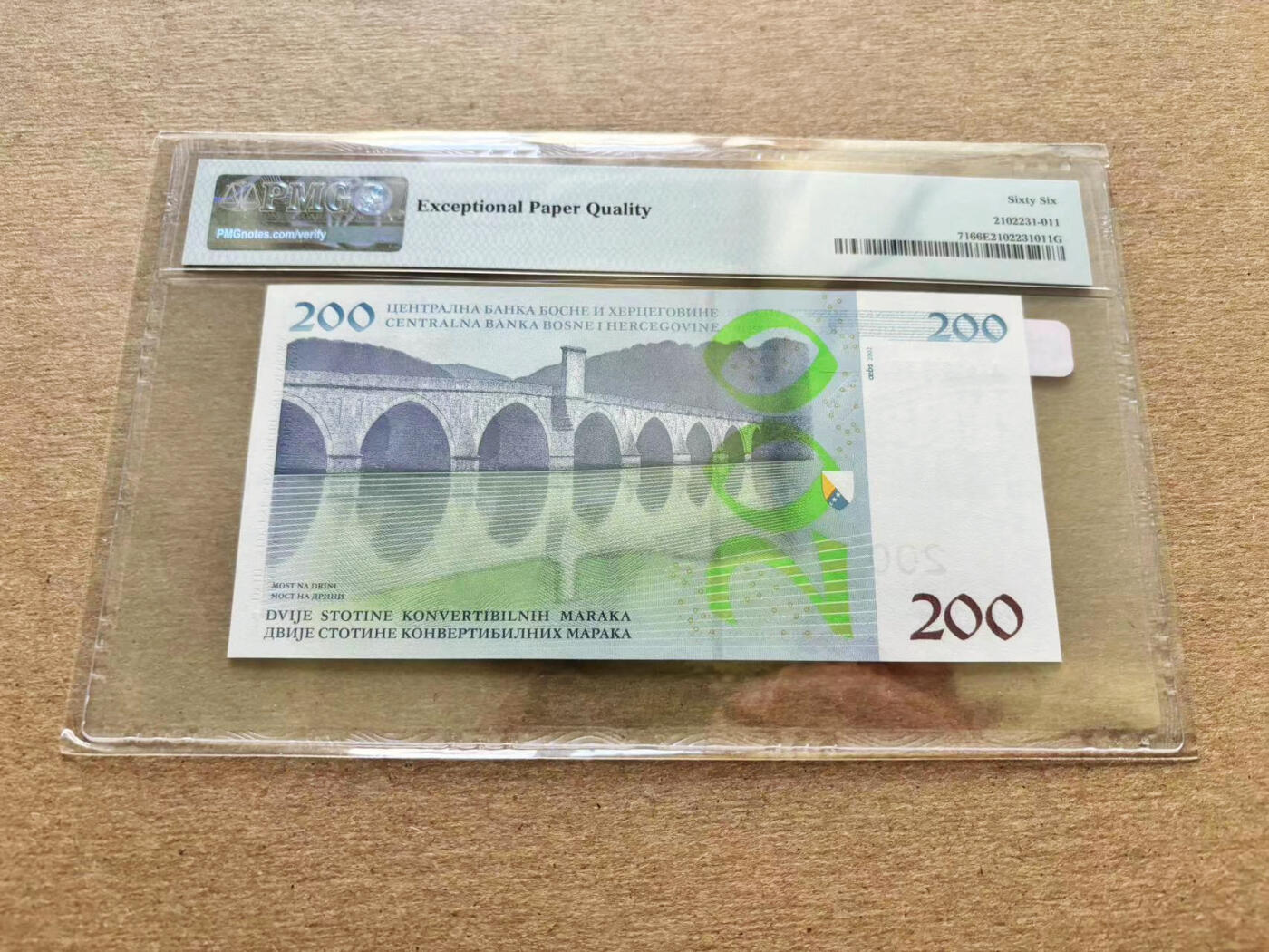 【Blue Auction】✨世界纸币精拍第510期【精】 【AA】波黑 2002年200马克 PMG66EPQ 