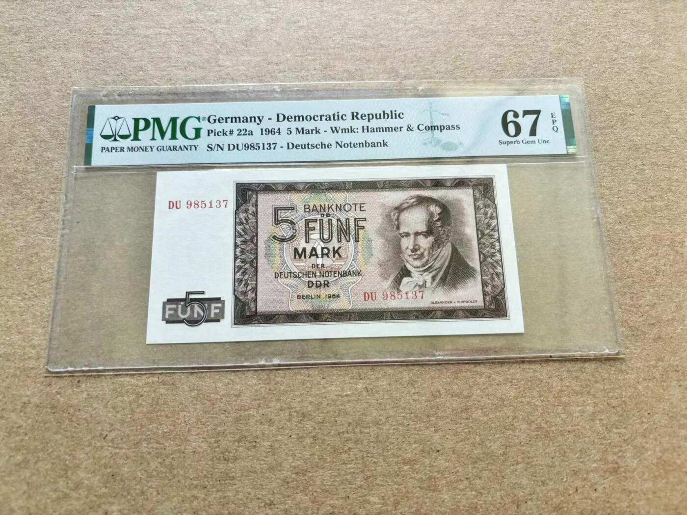 【Blue Auction】✨世界纸币精拍第510期【精】 德国 1964年5马克 PMG67EPQ 高分