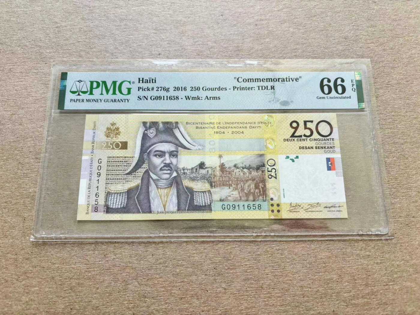 【Blue Auction】✨世界纸币精拍第510期【精】 【无47】海地 2016年250古德 PMG66EPQ 