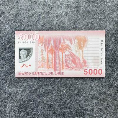 151st 🇨🇱🇲🇽🇺🇾智利5000新签名，墨西哥20和100新日期和新签名，乌拉圭50比索纪念钞 - 智利2021/2024年5000比索，豹子号999，BB10341999