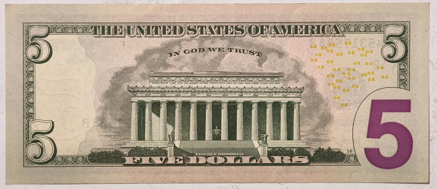 紫瑗钱币——第387期拍卖——纸币场 美国 2017年 L版 A序列 亚伯拉罕·林肯 5美元 彩色版 UNC-